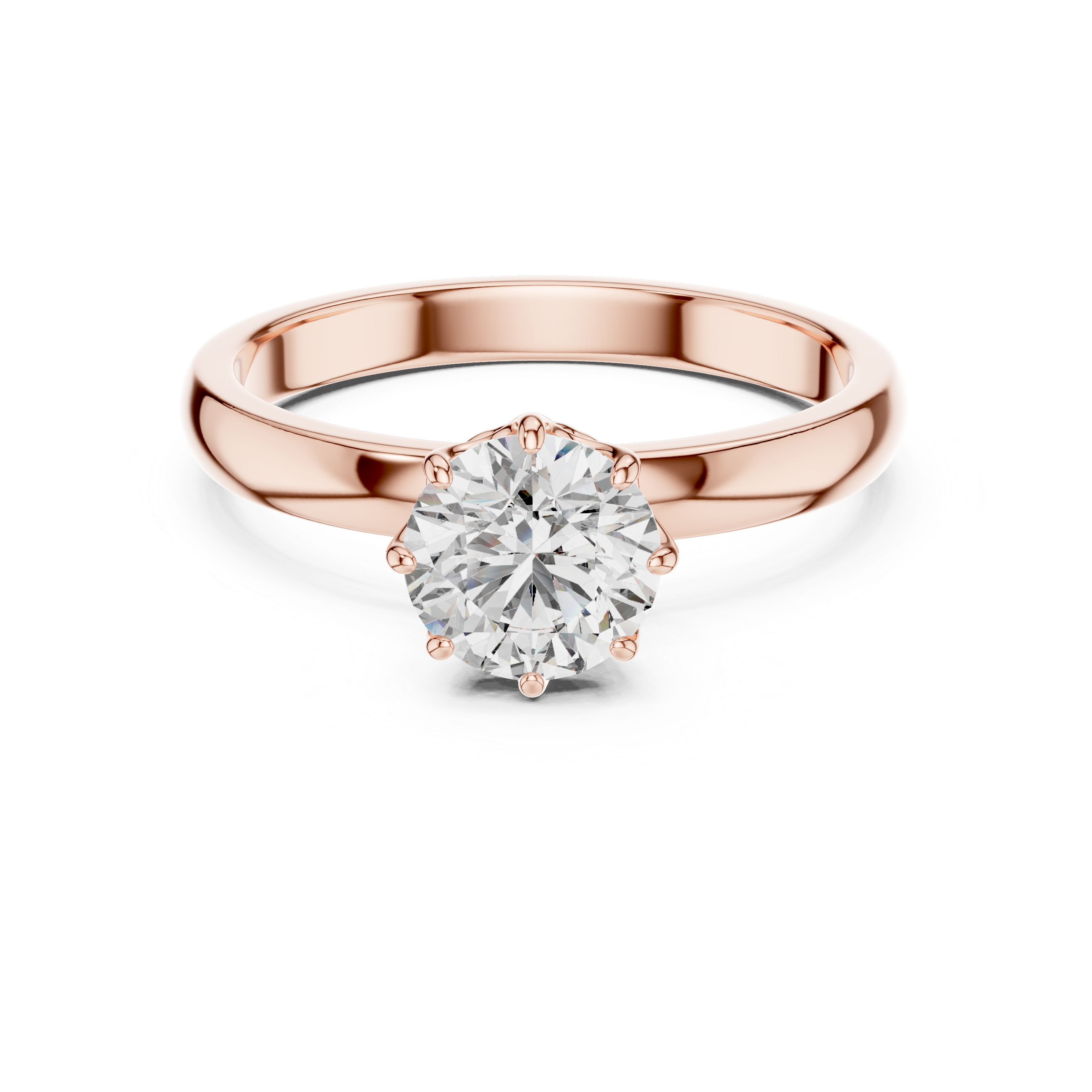 1 Carat 6-Prong Rose Gold Lab Diamond Engagement Ring | The Brillora Jewelry House