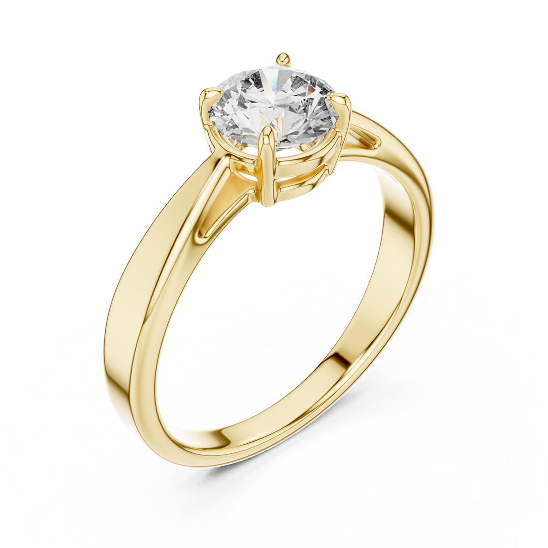 6.5mm Round Lab Diamond Cathedral Engagement Ring | The Brillora Jewelry House