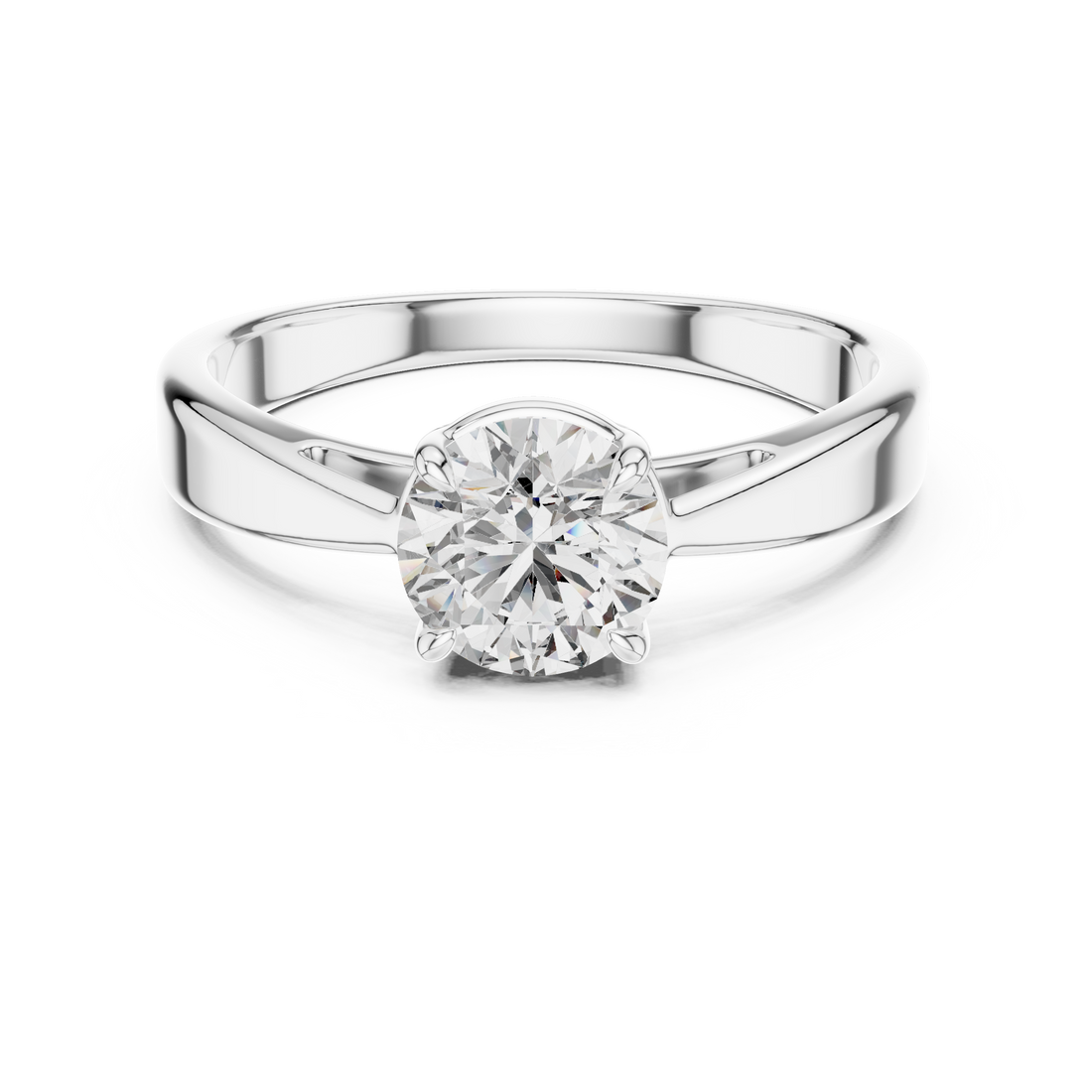 6.5mm Round Lab Diamond Cathedral Engagement Ring | The Brillora Jewelry House