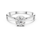 6.5mm Round Lab Diamond Cathedral Engagement Ring | The Brillora Jewelry House