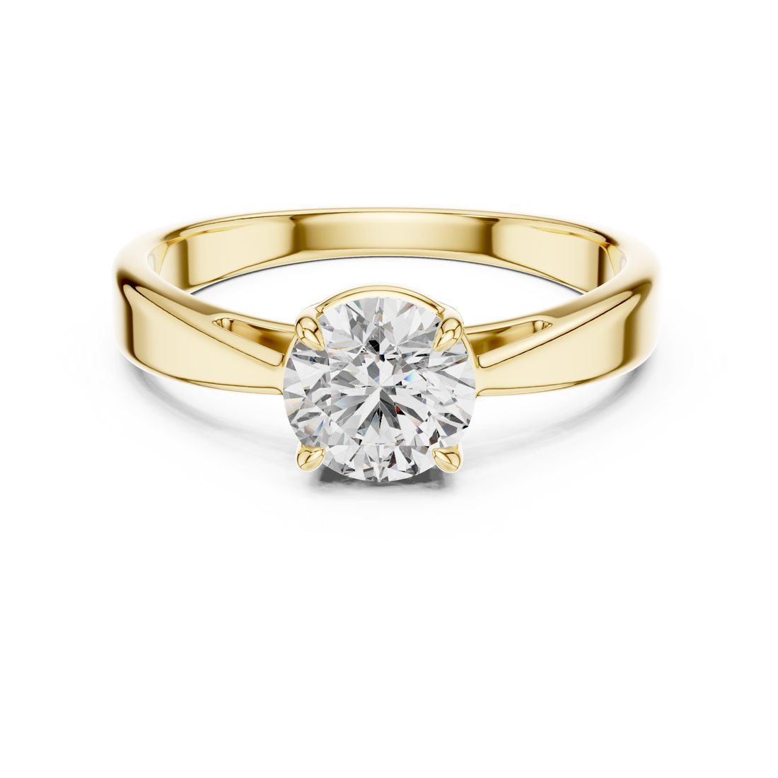 6.5mm Round Lab Diamond Cathedral Engagement Ring | The Brillora Jewelry House