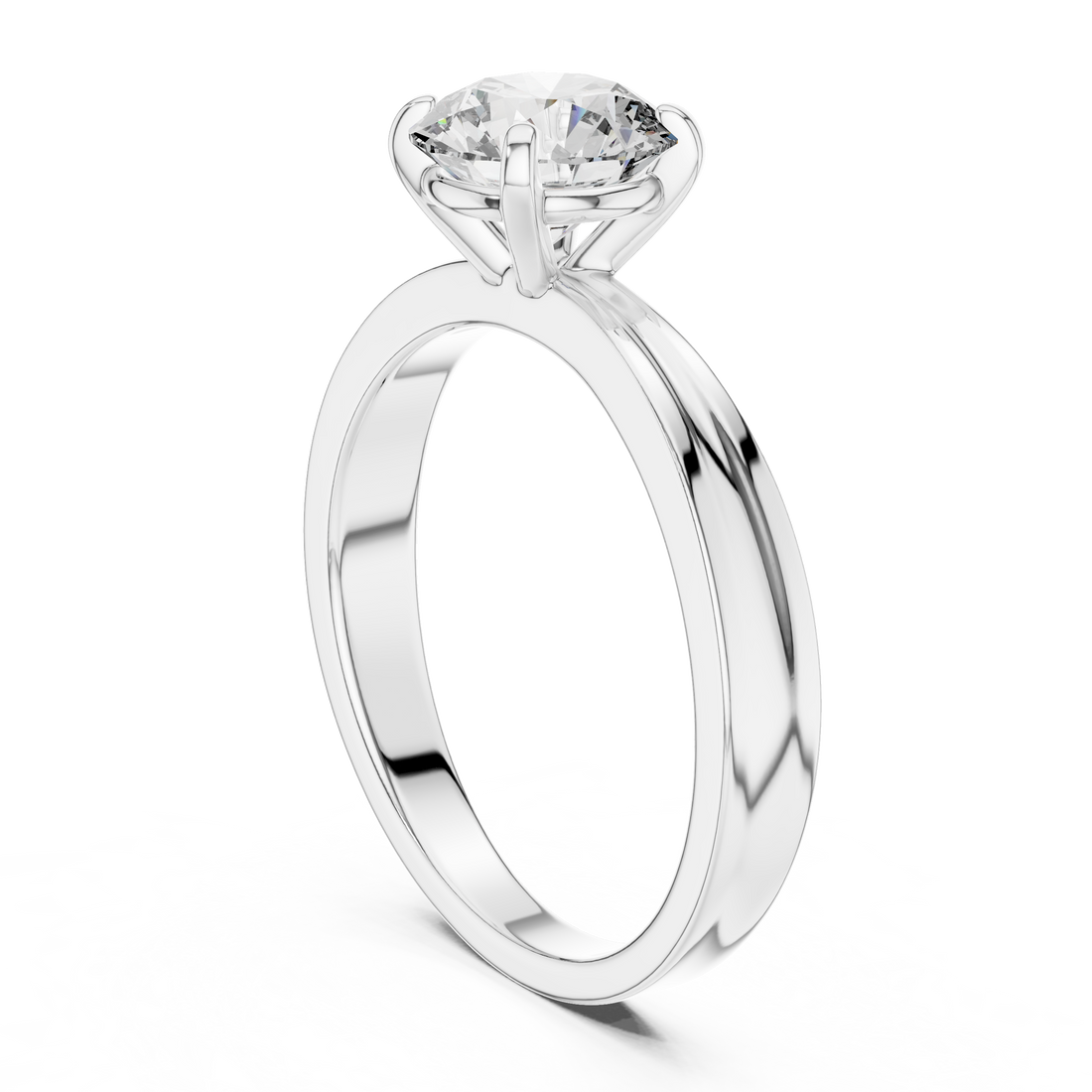 1ct Round Lab-Grown Diamond Sculpted Ring in White Gold | The Brillora Jewelry House