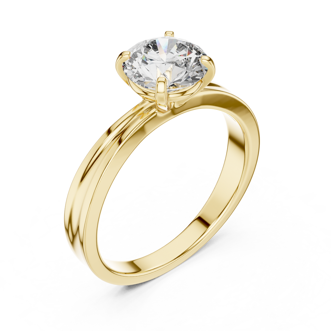1ct Round Lab-Grown Diamond Sculpted Ring in White Gold | The Brillora Jewelry House