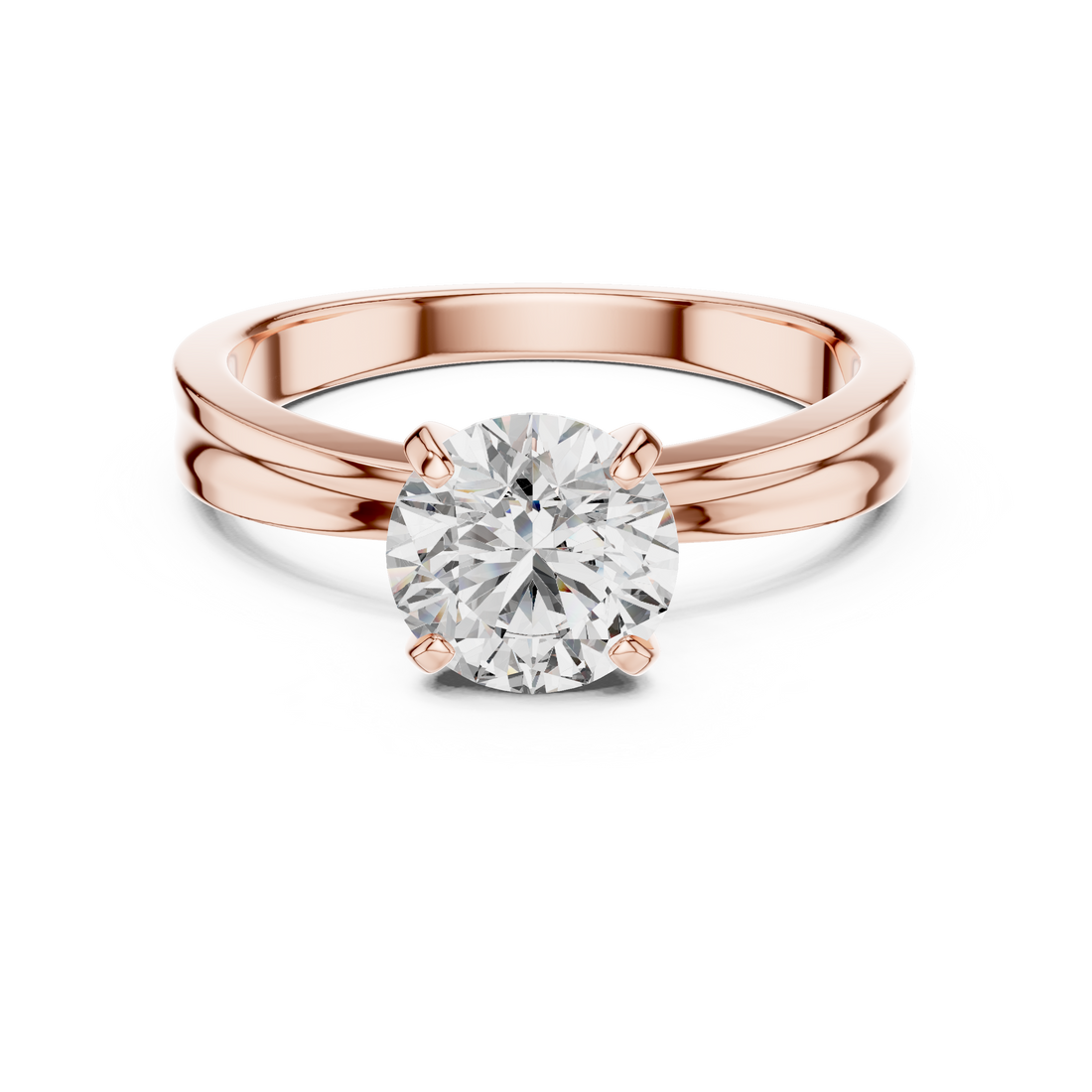 1ct Round Lab-Grown Diamond Sculpted Ring in White Gold | The Brillora Jewelry House