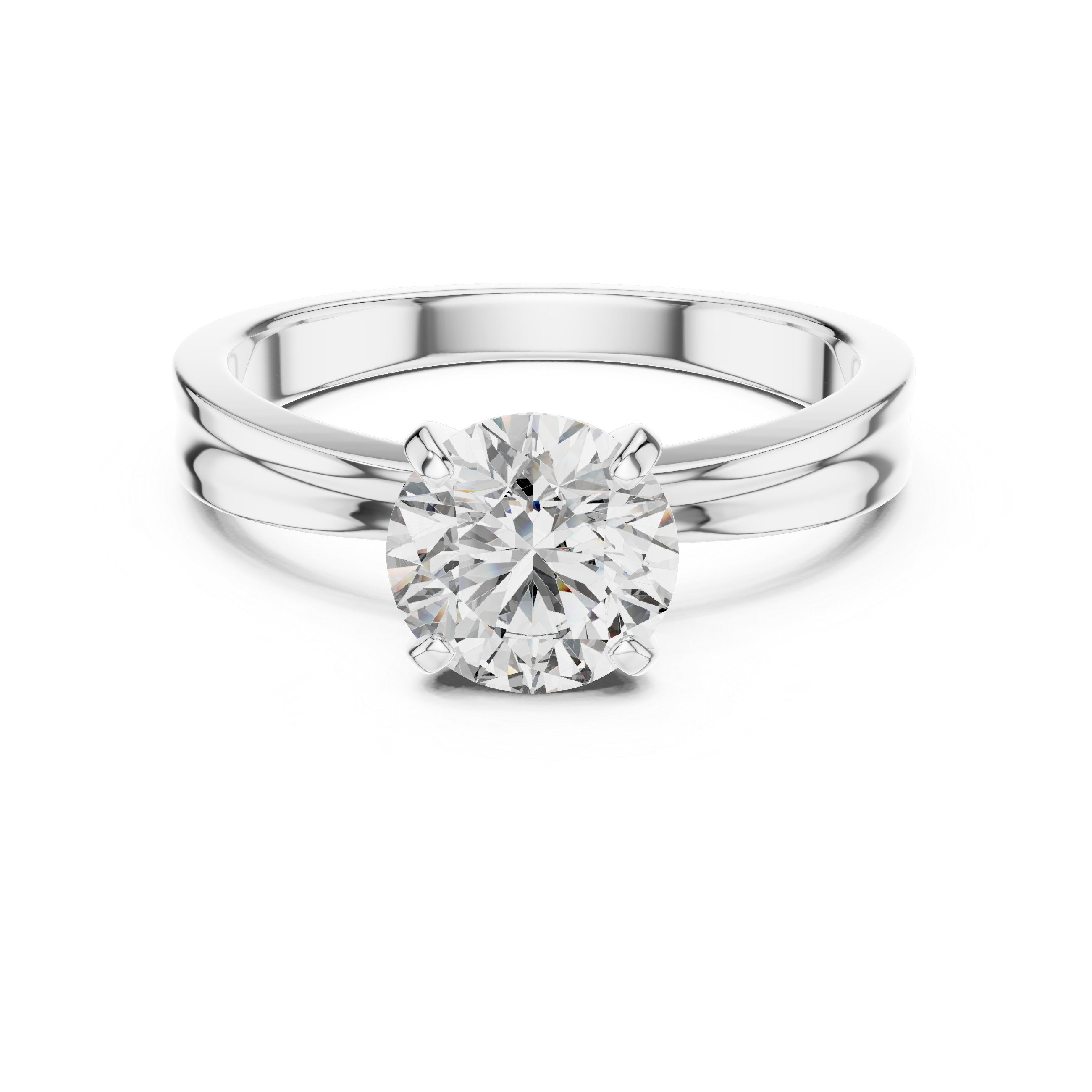 1ct Round Lab-Grown Diamond Sculpted Ring in White Gold | The Brillora Jewelry House