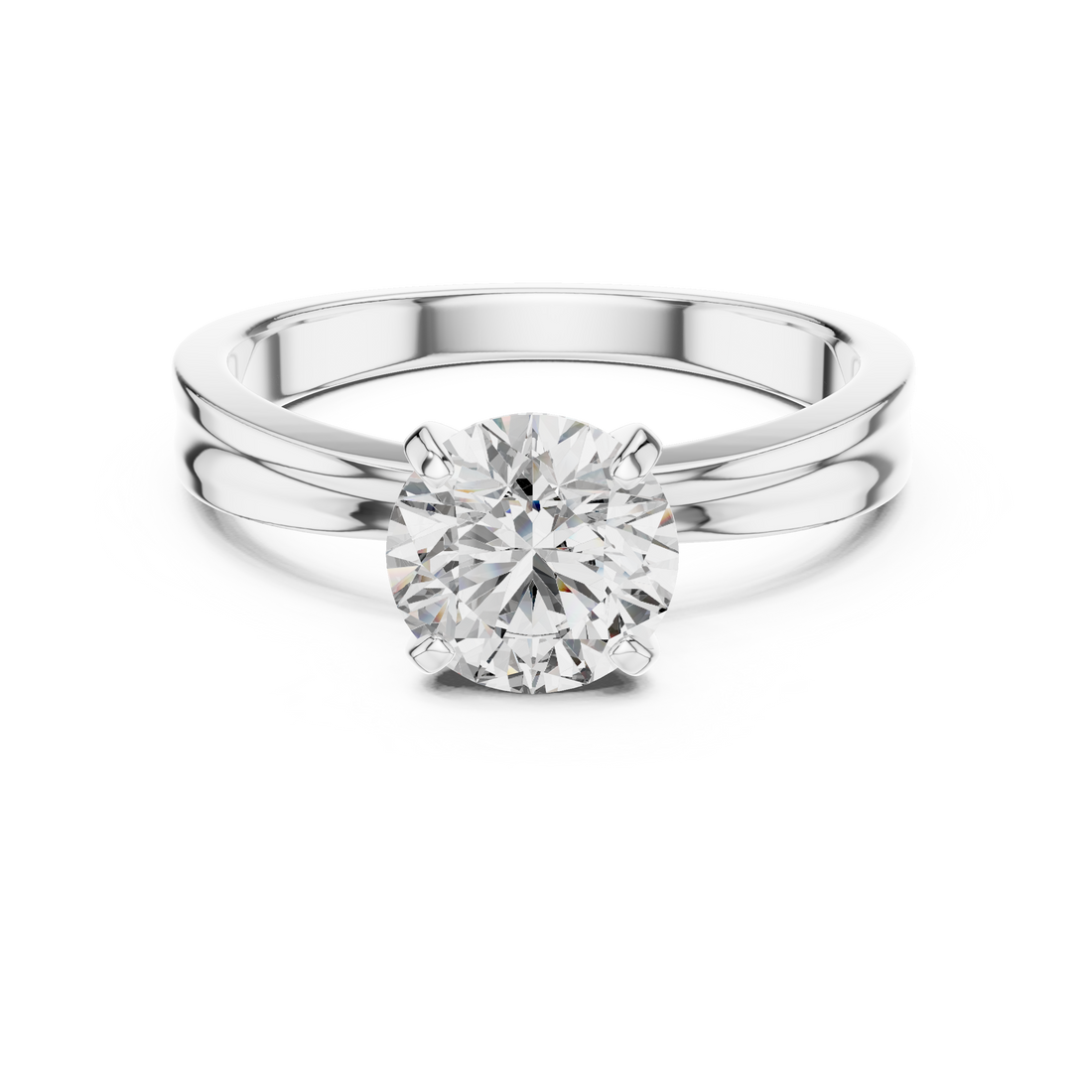 1ct Round Lab-Grown Diamond Sculpted Ring in White Gold | The Brillora Jewelry House