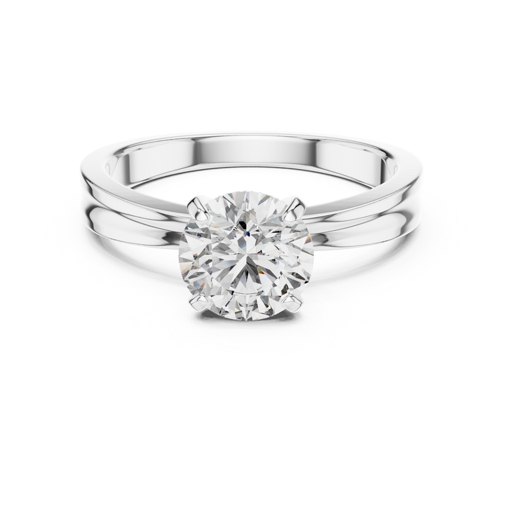 1ct Round Lab-Grown Diamond Sculpted Ring in White Gold | The Brillora Jewelry House
