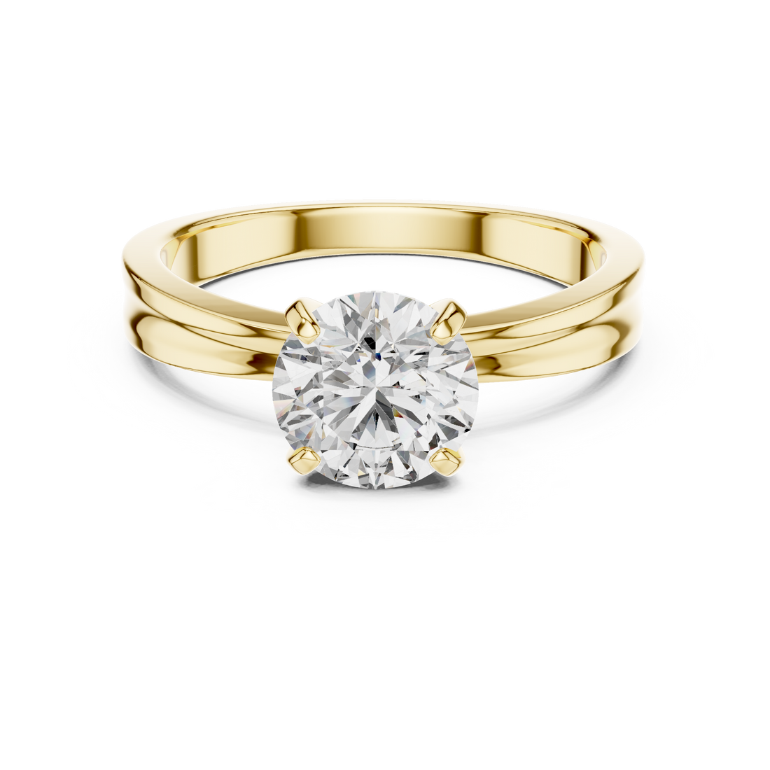 1ct Round Lab-Grown Diamond Sculpted Ring in White Gold | The Brillora Jewelry House