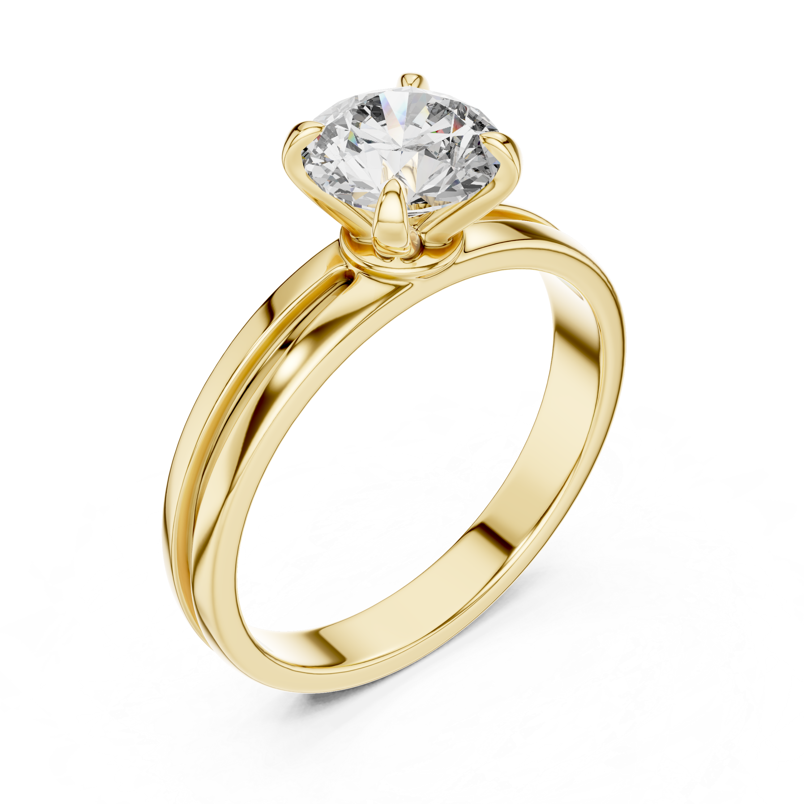1 Carat Yellow Gold 4-Prong Lab Diamond Ring  | The Brillora Jewelry House