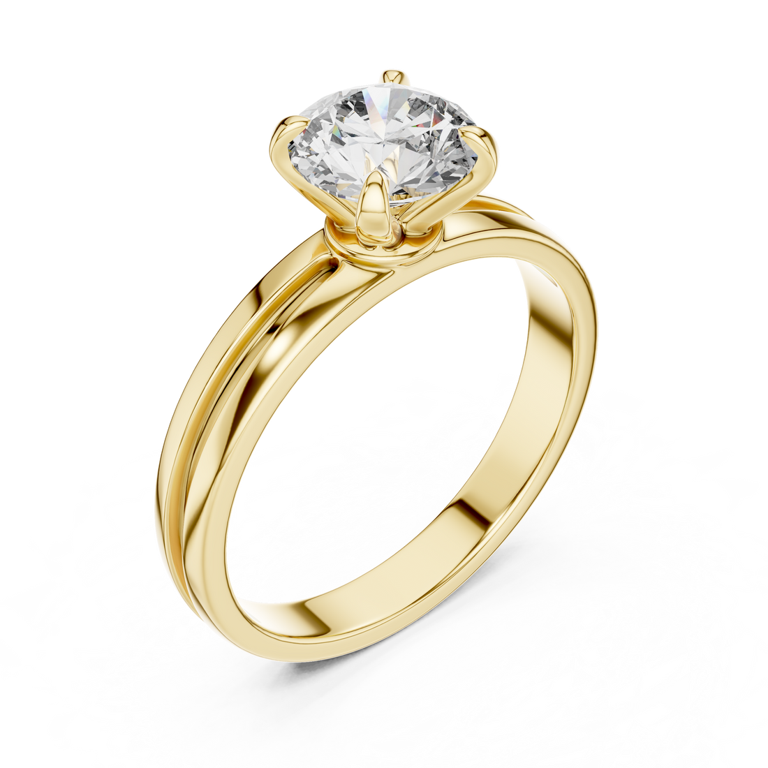1 Carat Yellow Gold 4-Prong Lab Diamond Ring  | The Brillora Jewelry House