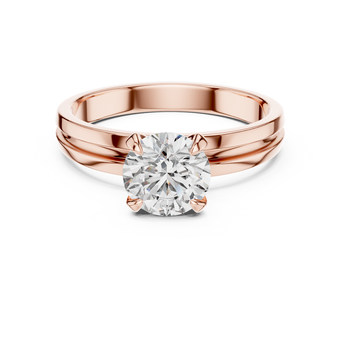 1 Carat Yellow Gold 4-Prong Lab Diamond Ring  | The Brillora Jewelry House