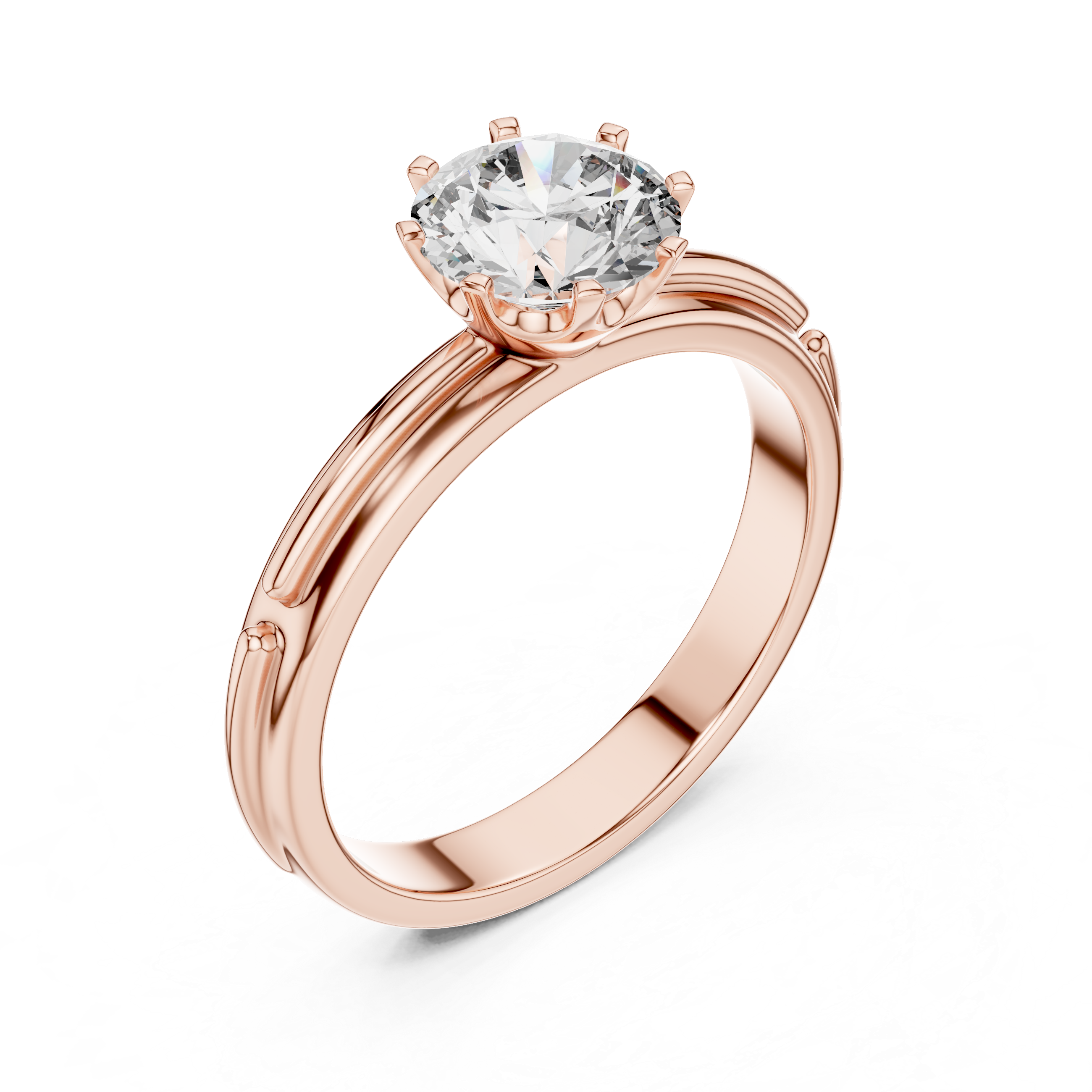 1 Carat Grooved Rose Gold Engagement Ring | The Brillora Jewelry House
