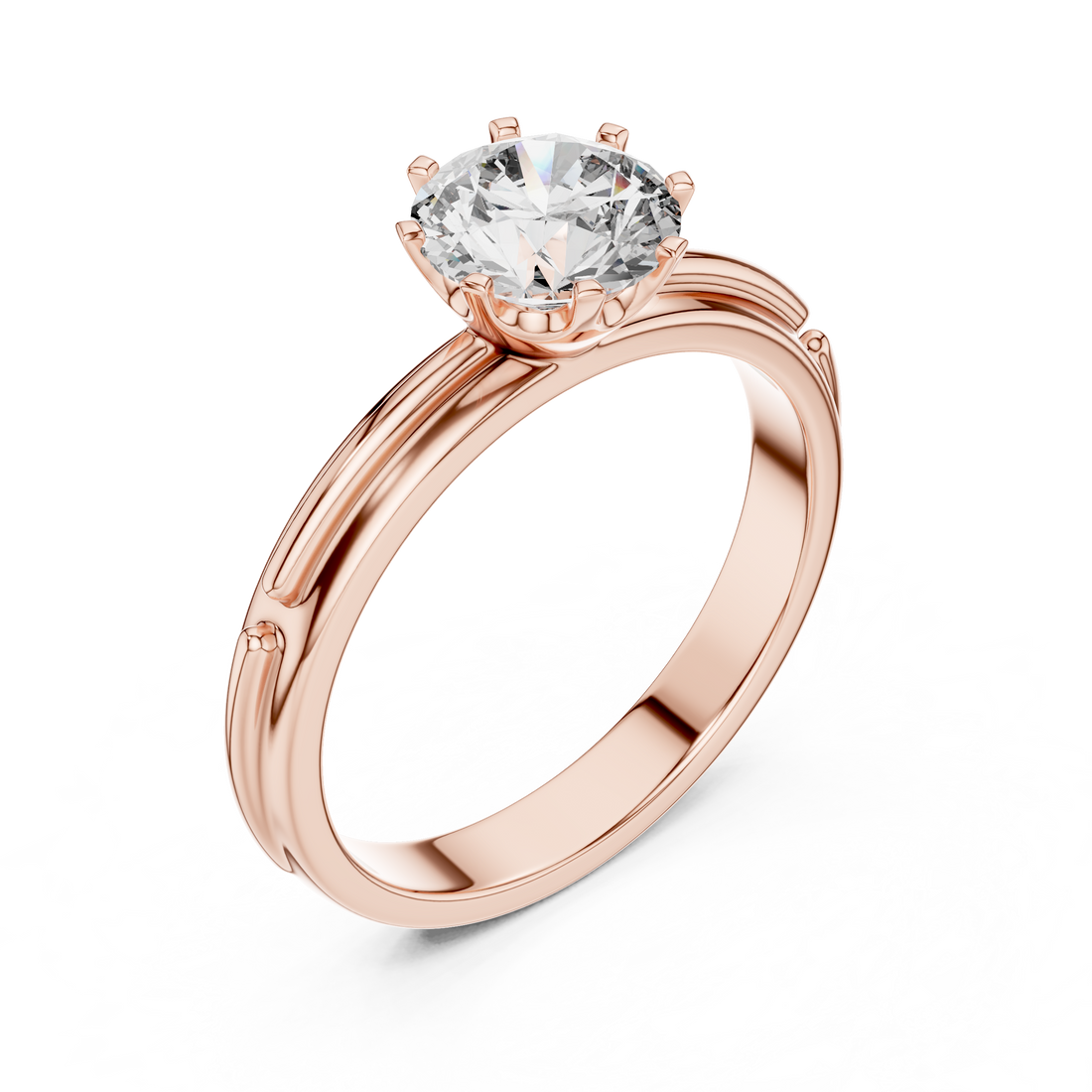 1 Carat Grooved Rose Gold Engagement Ring | The Brillora Jewelry House