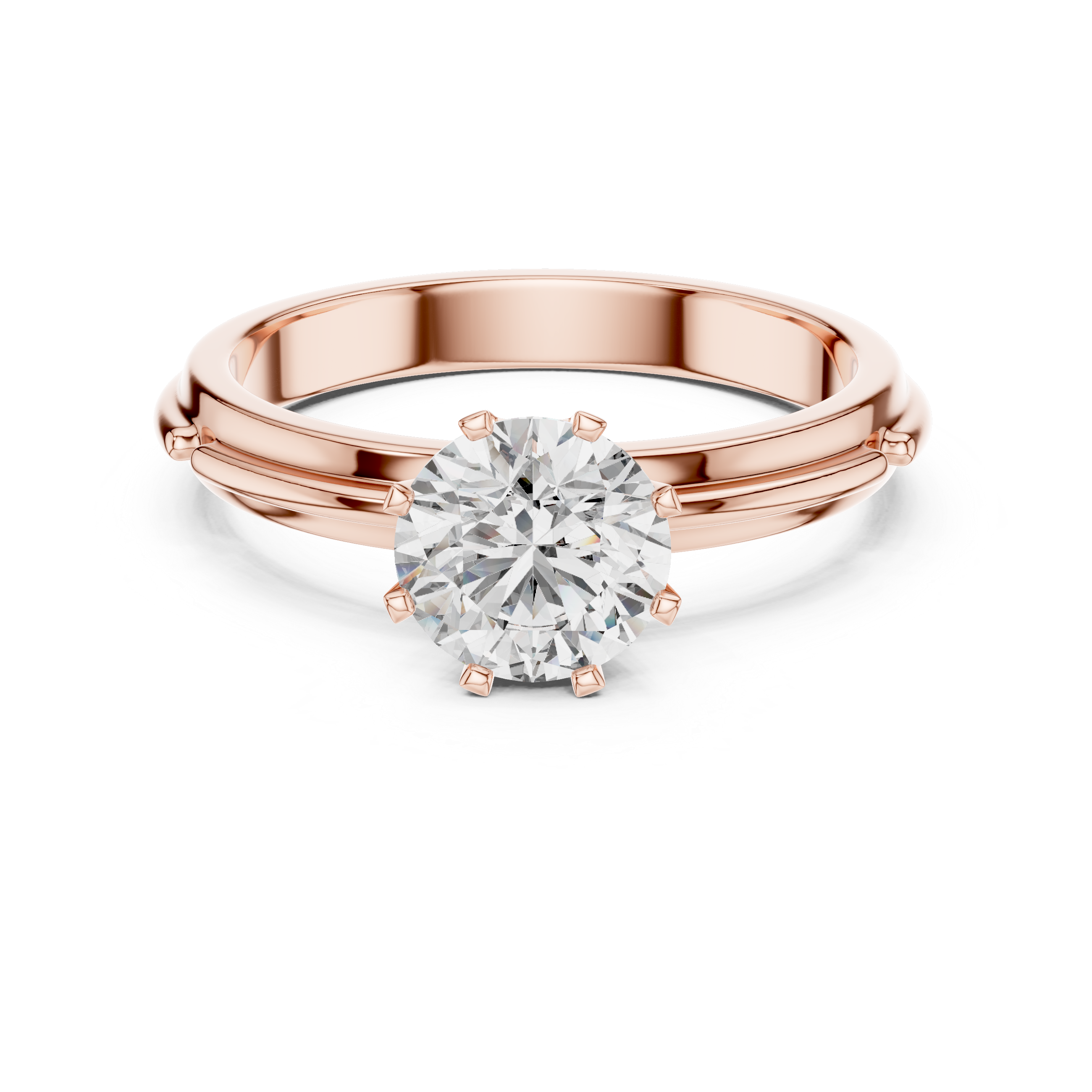 1 Carat Grooved Rose Gold Engagement Ring | The Brillora Jewelry House