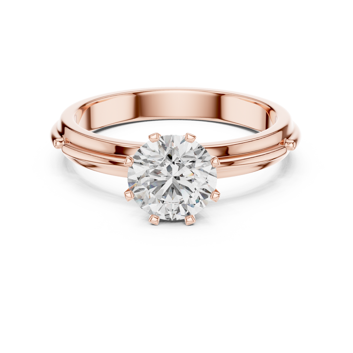 1 Carat Grooved Rose Gold Engagement Ring | The Brillora Jewelry House