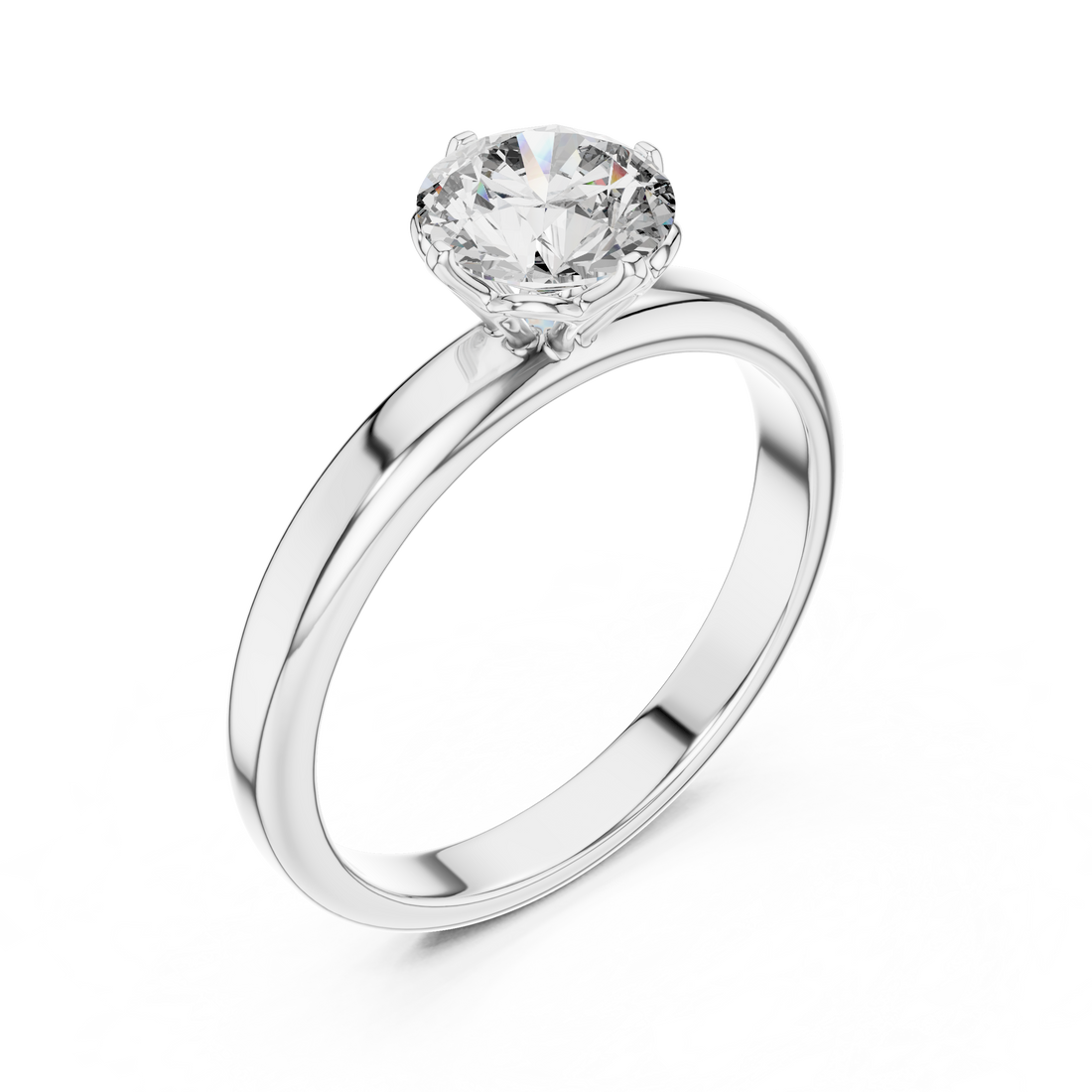 6.5mm Round Lab Diamond Yellow Gold Engagement Ring | The Brillora Jewelry House