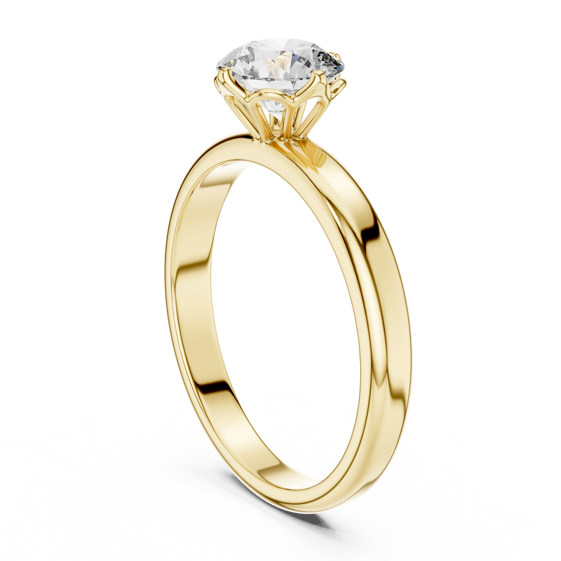 6.5mm Round Lab Diamond Yellow Gold Engagement Ring | The Brillora Jewelry House