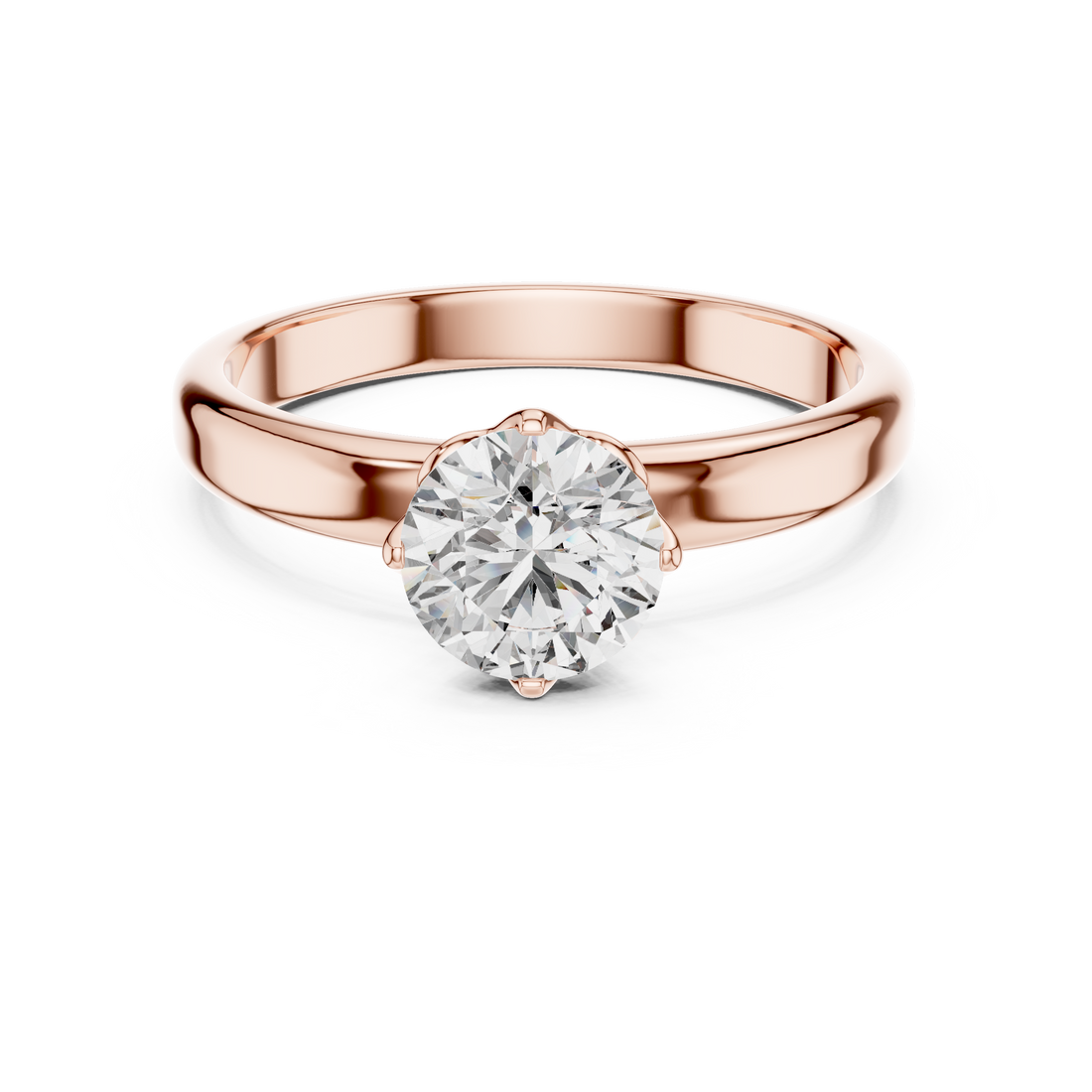 6.5mm Round Lab Diamond Yellow Gold Engagement Ring | The Brillora Jewelry House