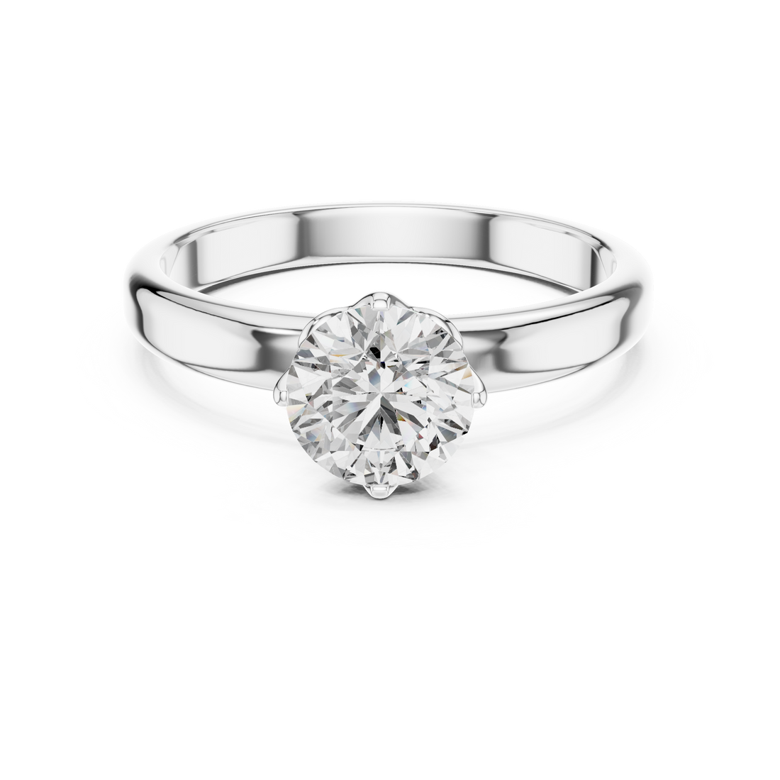 6.5mm Round Lab Diamond Yellow Gold Engagement Ring | The Brillora Jewelry House
