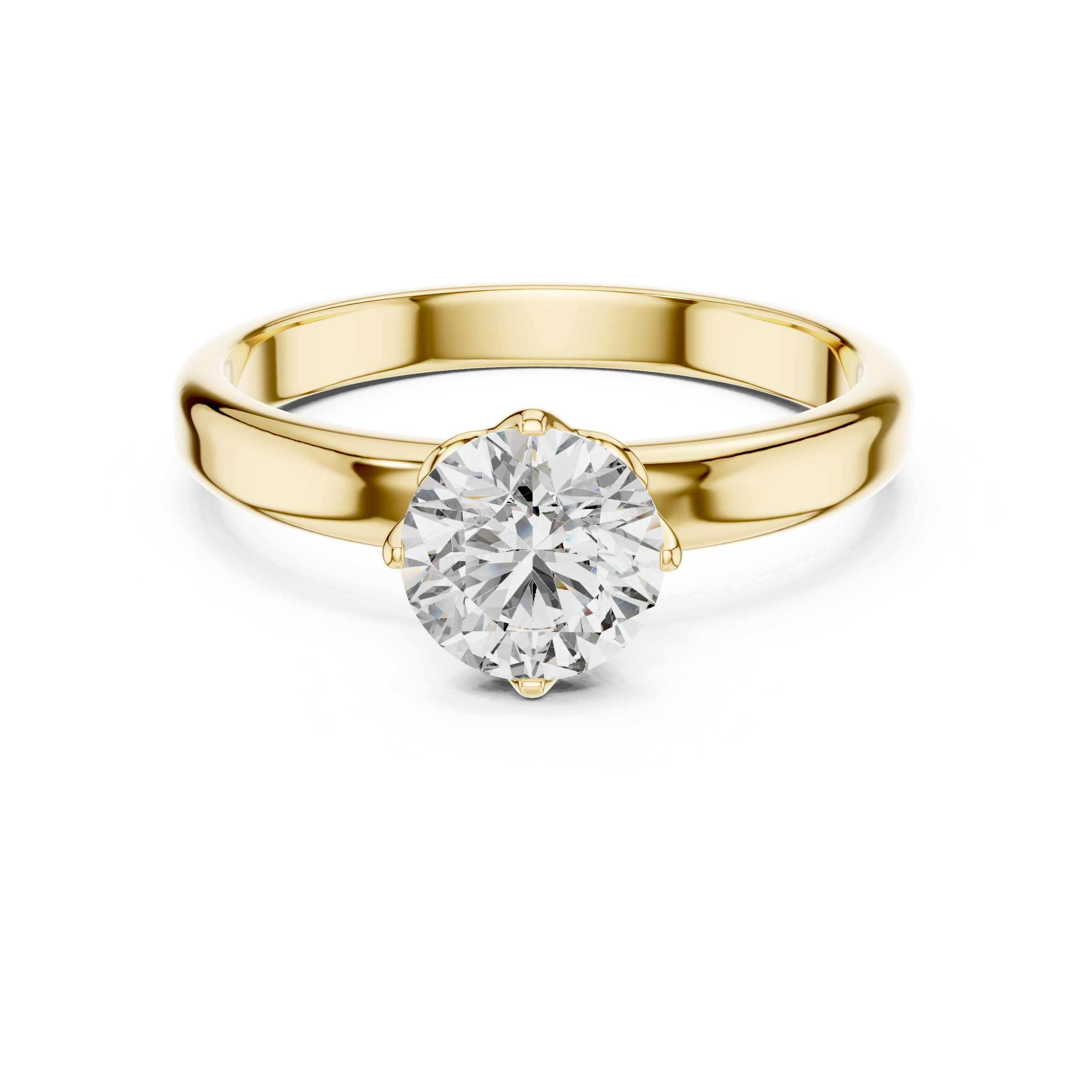 6.5mm Round Lab Diamond Yellow Gold Engagement Ring | The Brillora Jewelry House