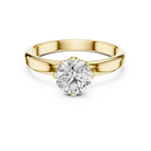 6.5mm Round Lab Diamond Yellow Gold Engagement Ring | The Brillora Jewelry House