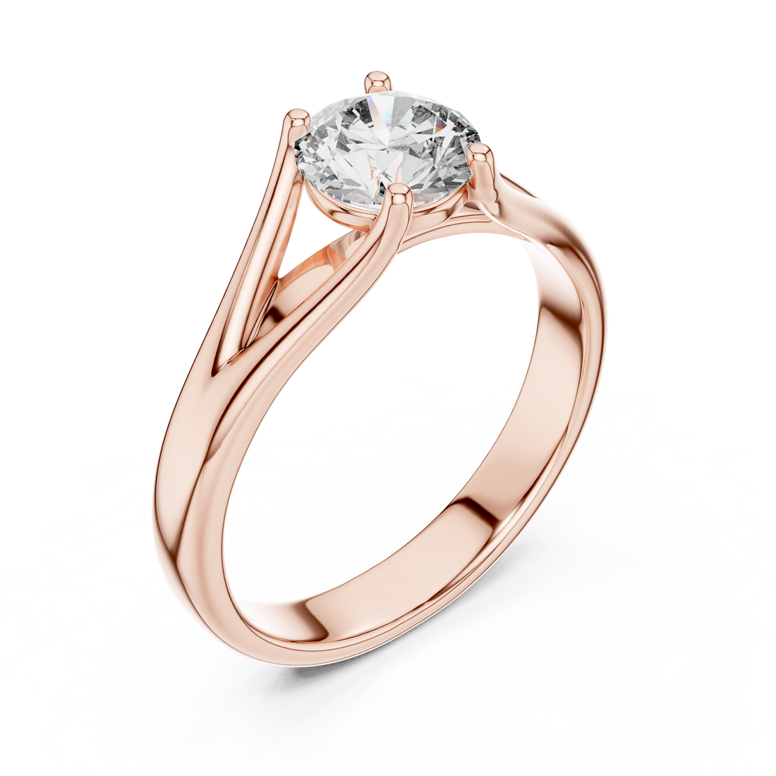 1 Carat White Gold Open Band Solitaire Ring | The Brillora Jewelry House