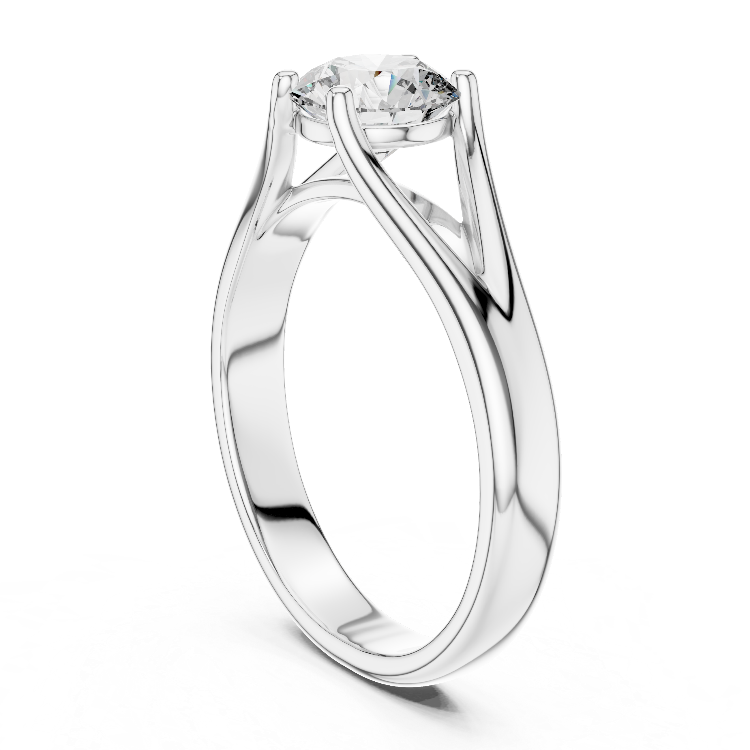 1 Carat White Gold Open Band Solitaire Ring | The Brillora Jewelry House