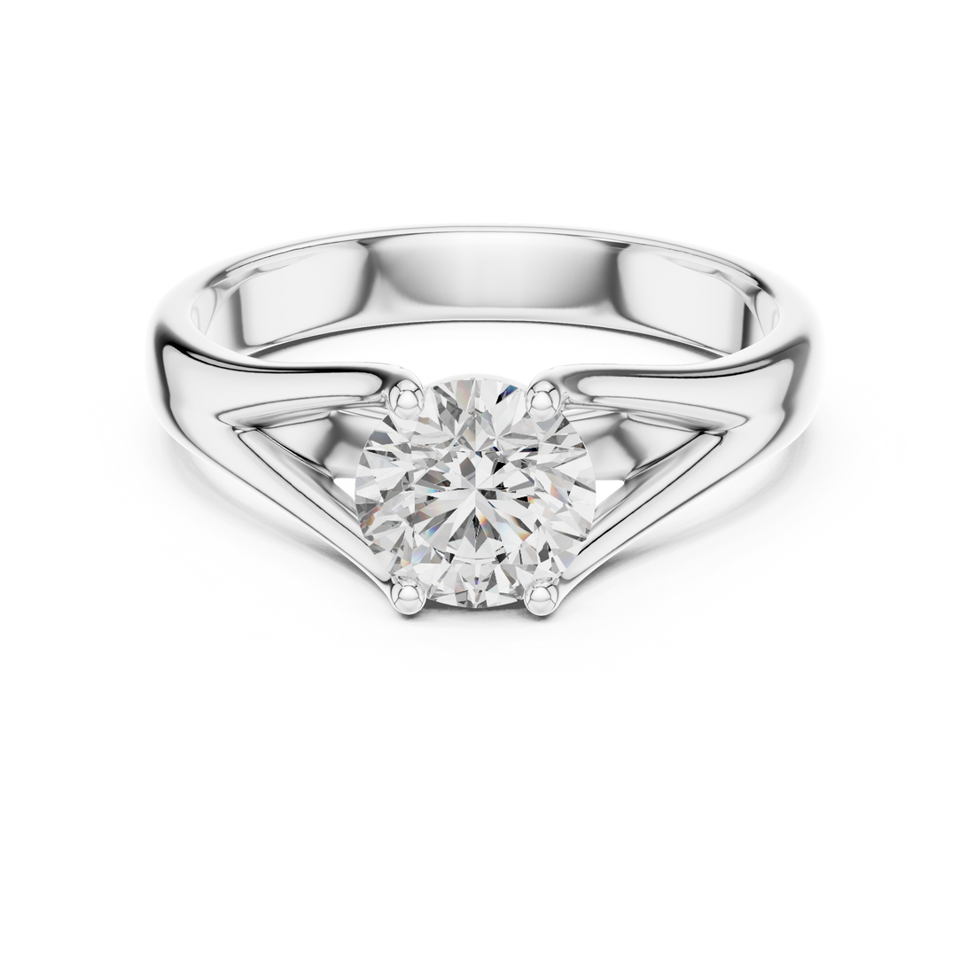 1 Carat White Gold Open Band Solitaire Ring | The Brillora Jewelry House