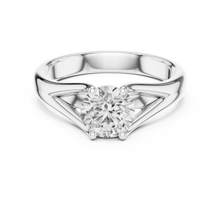 1 Carat White Gold Open Band Solitaire Ring | The Brillora Jewelry House