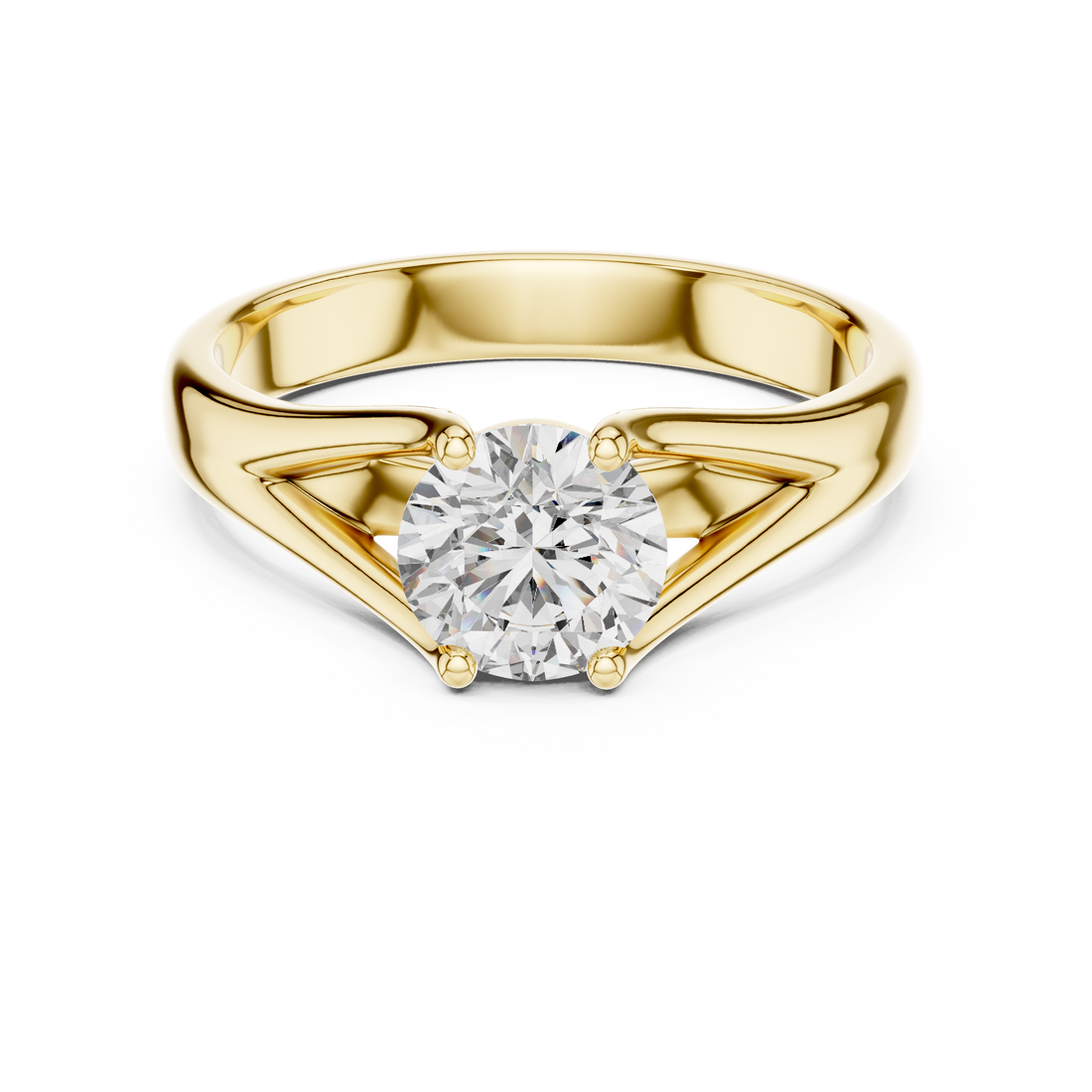 1 Carat White Gold Open Band Solitaire Ring | The Brillora Jewelry House