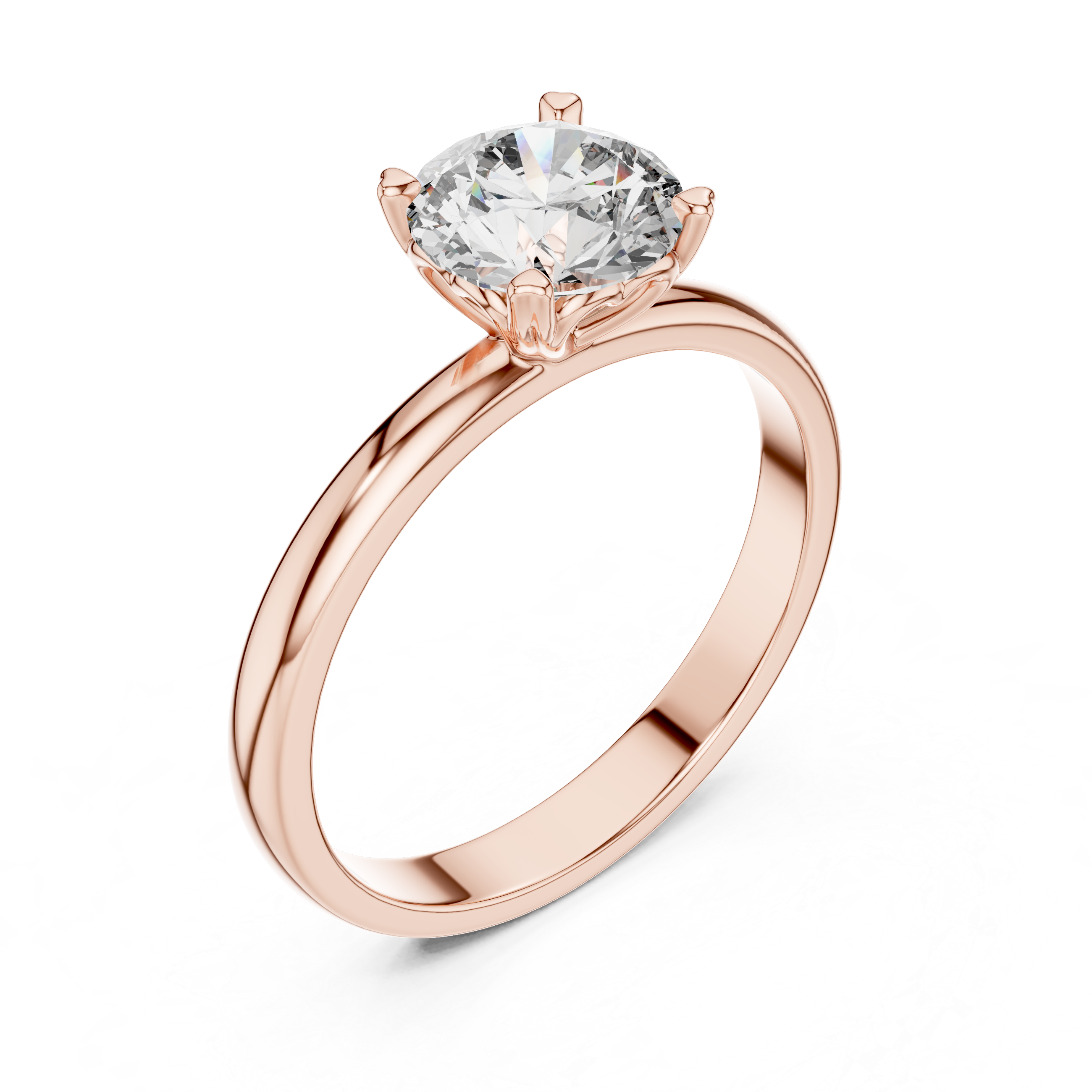 1ct Round Lab Diamond 4-Prong Ring in White Gold | The Brillora Jewelry House