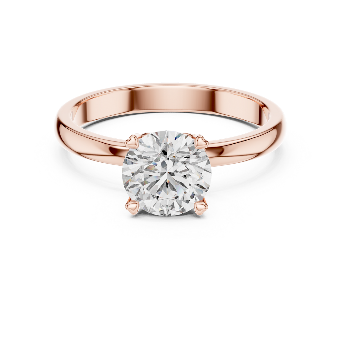 1ct Round Lab Diamond 4-Prong Ring in White Gold | The Brillora Jewelry House