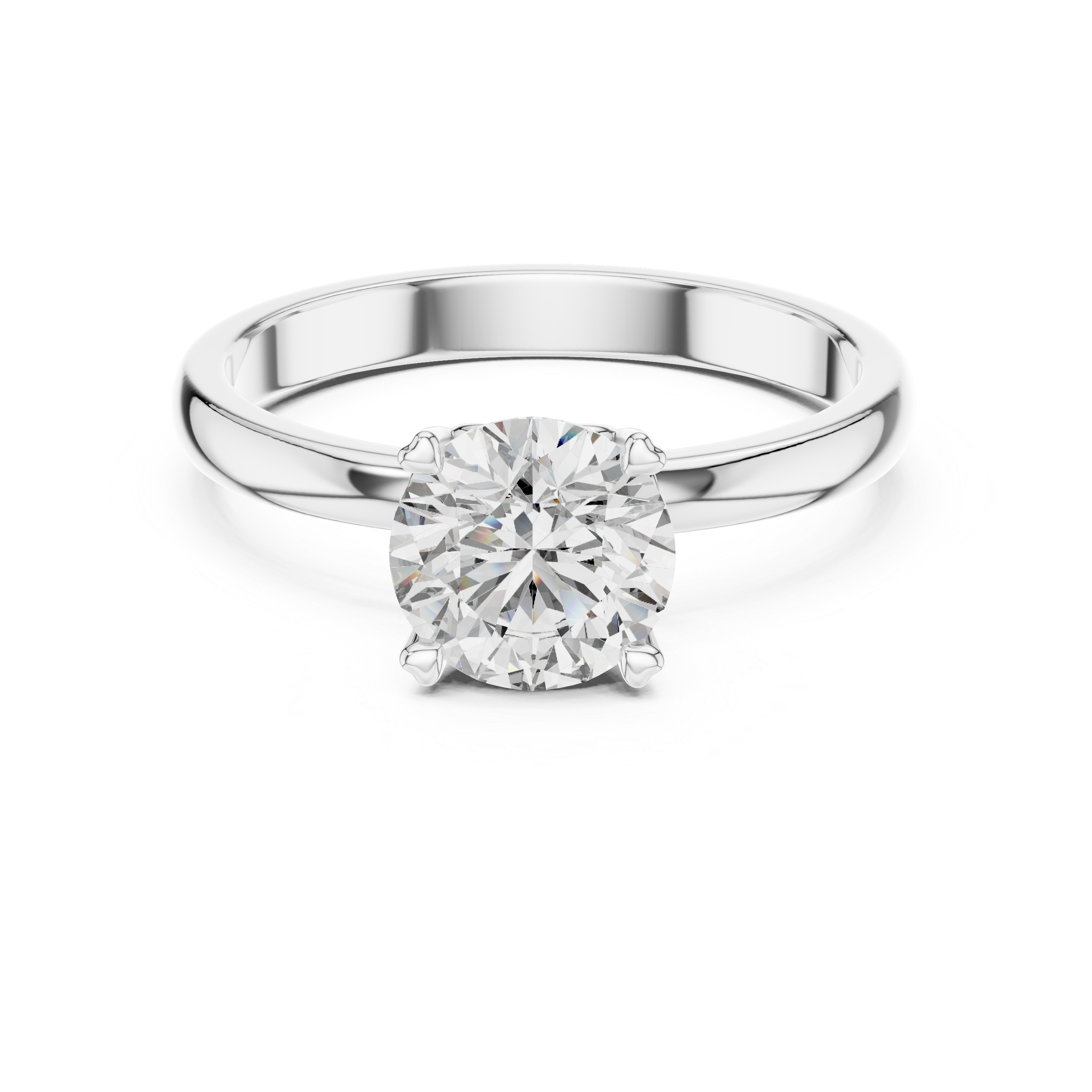 1ct Round Lab Diamond 4-Prong Ring in White Gold | The Brillora Jewelry House