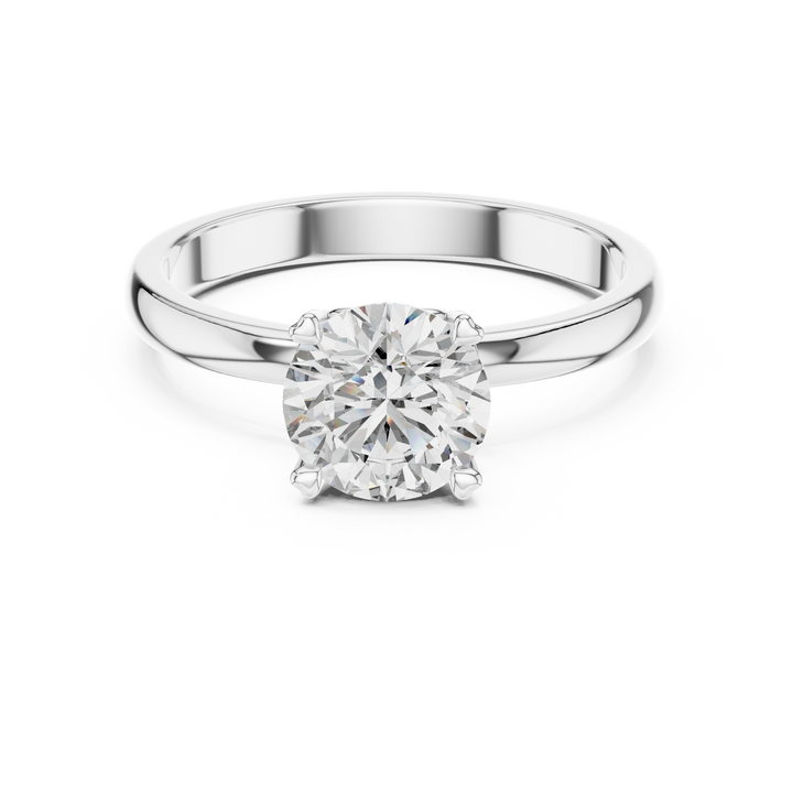 1ct Round Lab Diamond 4-Prong Ring in White Gold | The Brillora Jewelry House