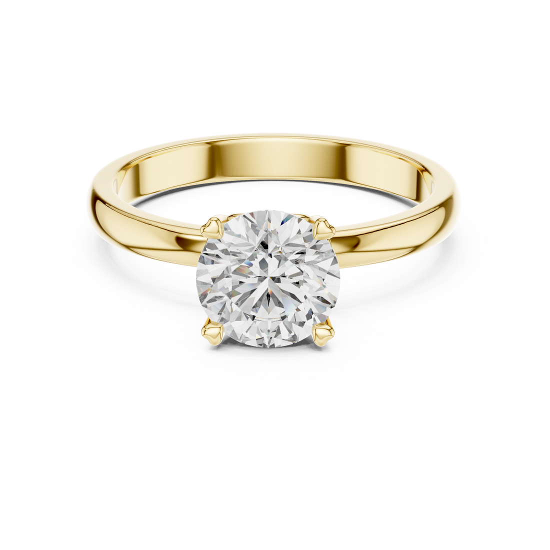 1ct Round Lab Diamond 4-Prong Ring in White Gold | The Brillora Jewelry House
