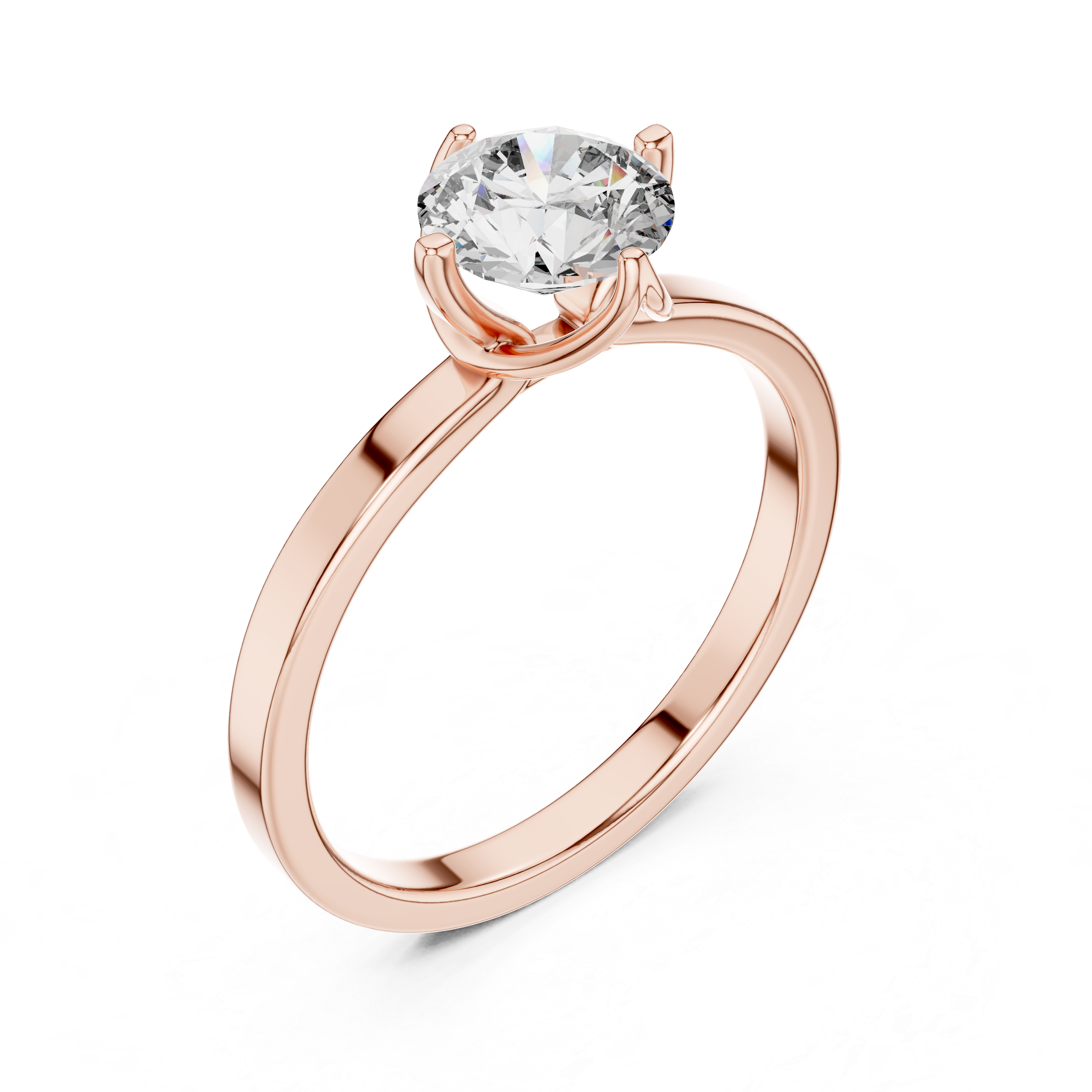 1 carat 6.5mm round lab-grown diamond engagement ring named The Celine featuring a modern flat white gold band and an architectural open bezel floating setting by The Brillora Jewellery House.