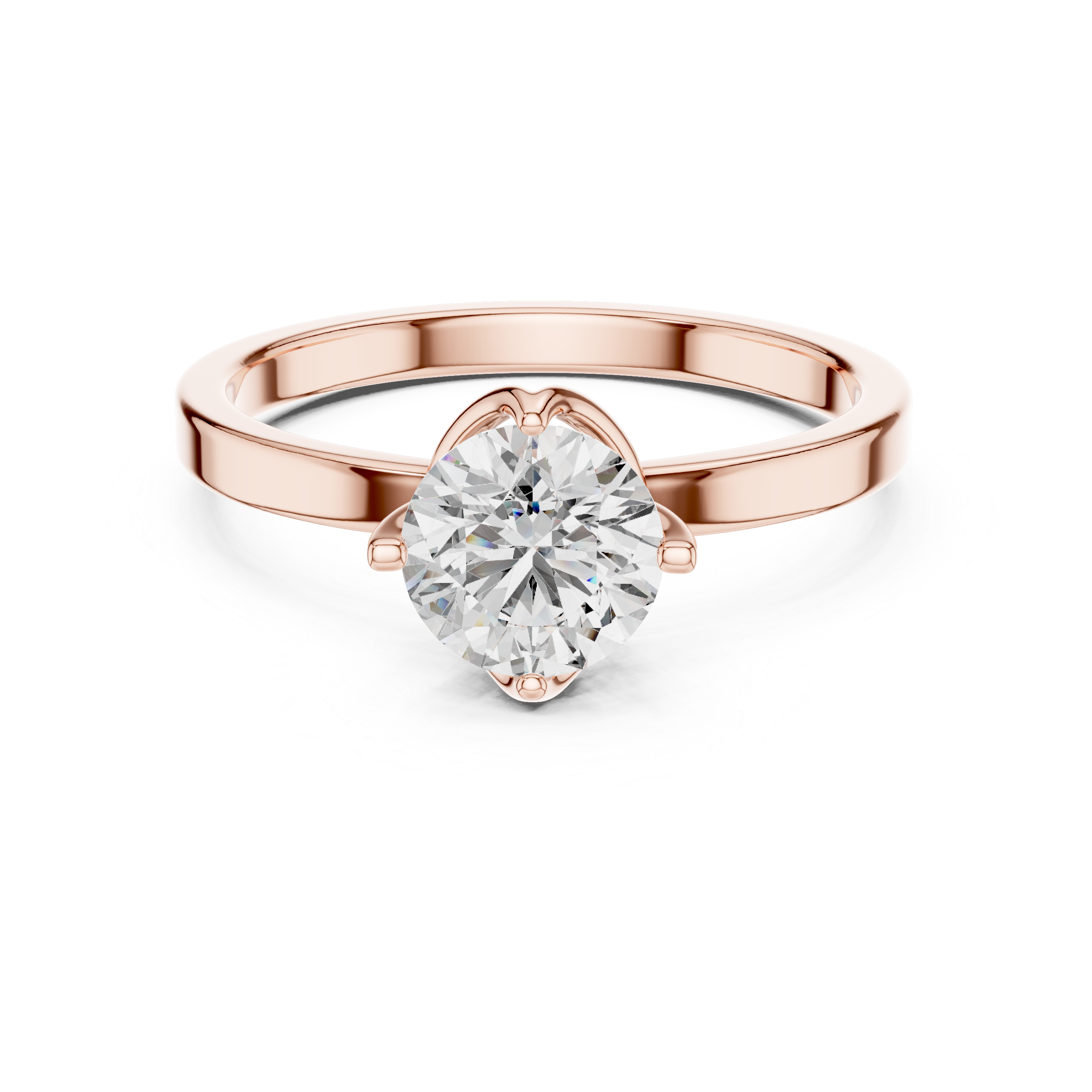 1 carat 6.5mm round lab-grown diamond engagement ring named The Celine featuring a modern flat white gold band and an architectural open bezel floating setting by The Brillora Jewellery House.