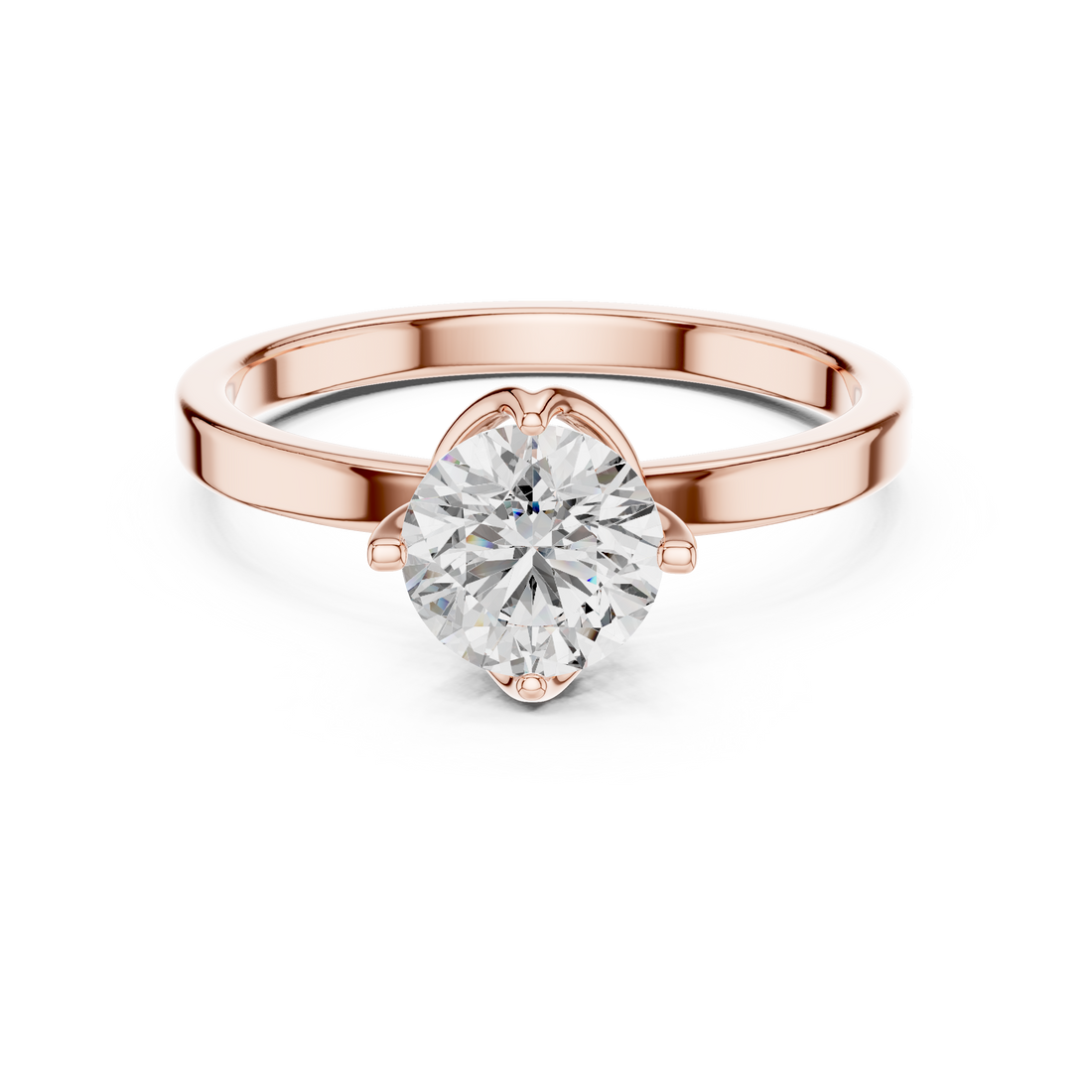 1 carat 6.5mm round lab-grown diamond engagement ring named The Celine featuring a modern flat white gold band and an architectural open bezel floating setting by The Brillora Jewellery House.