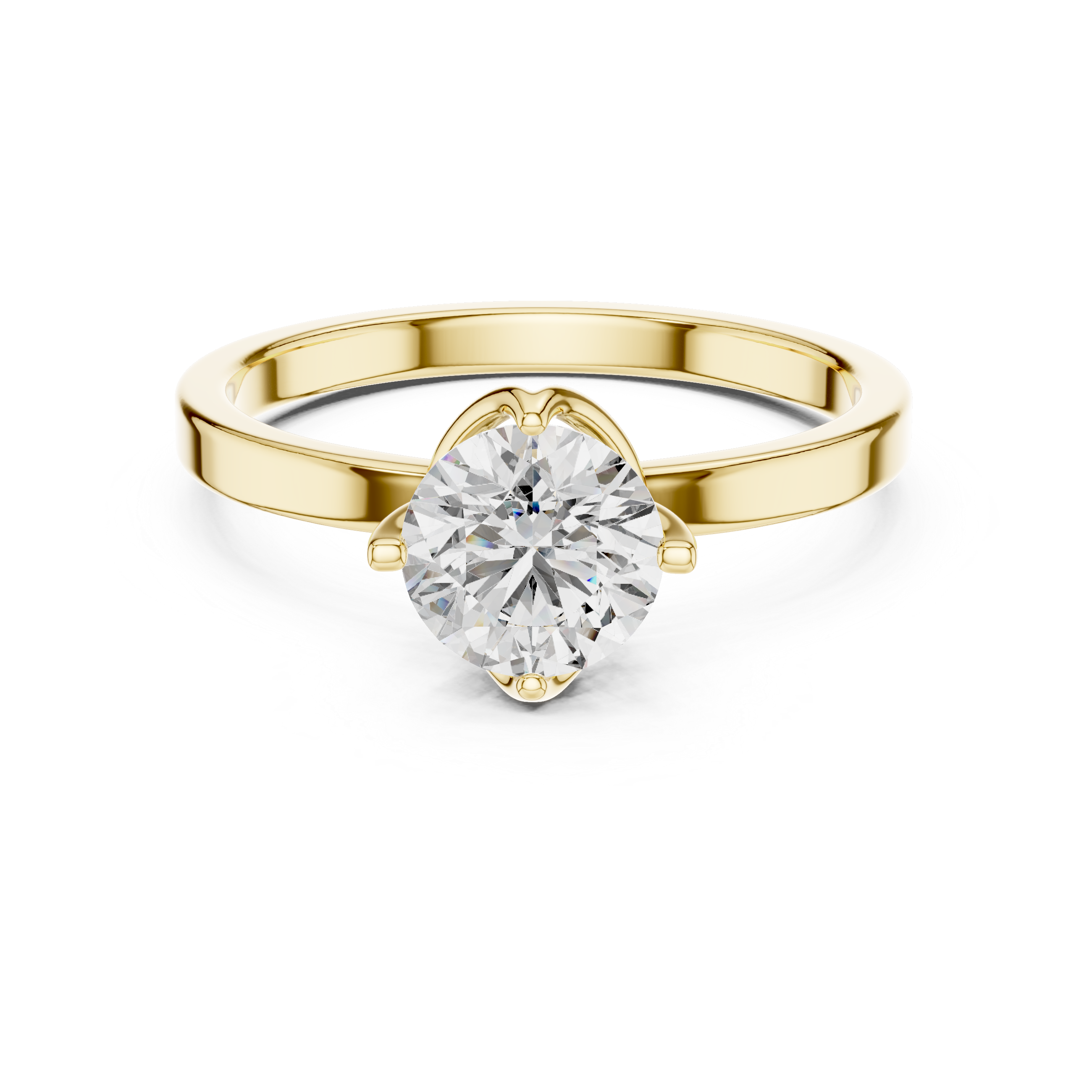 1 carat 6.5mm round lab-grown diamond engagement ring named The Celine featuring a modern flat white gold band and an architectural open bezel floating setting by The Brillora Jewellery House.