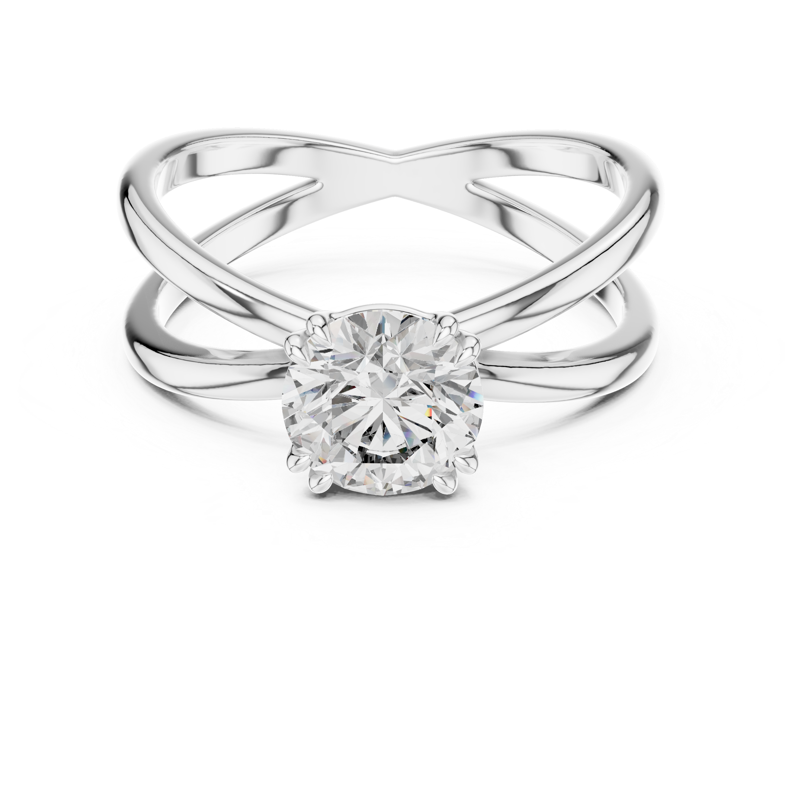 1 carat 6.5mm round lab-grown diamond engagement ring named The Cleo featuring a modern double band yellow gold setting by The Brillora Jewellery House, isolated on a black background.