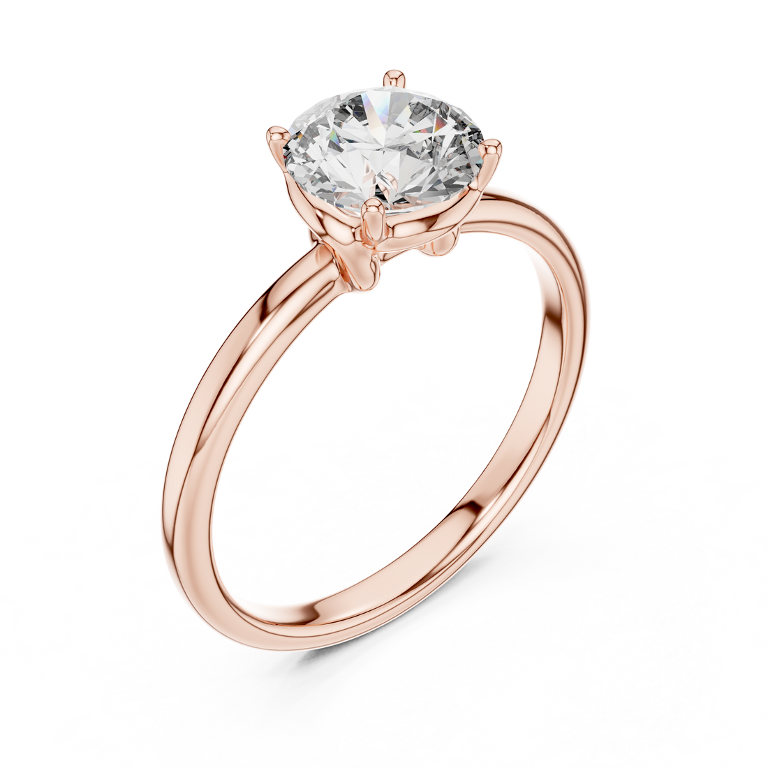 1 carat 6.5mm round lab-grown diamond engagement ring named The Penelope featuring a smooth yellow gold band and an intricate twisted knot gallery setting by The Brillora Jewellery House, viewed from the side on a black background.