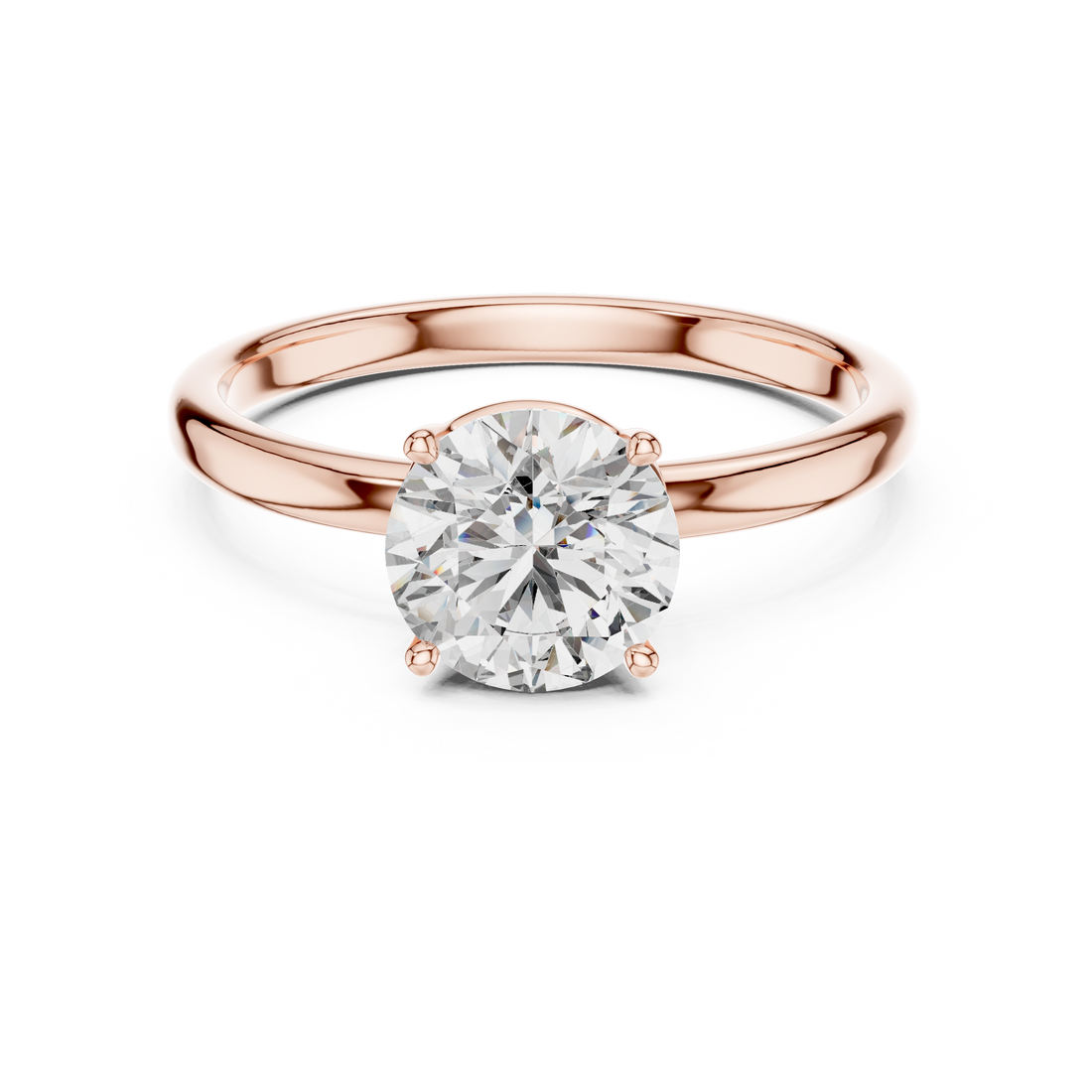 1 carat 6.5mm round lab-grown diamond engagement ring named The Penelope featuring a smooth yellow gold band and an intricate twisted knot gallery setting by The Brillora Jewellery House, viewed from the side on a black background.