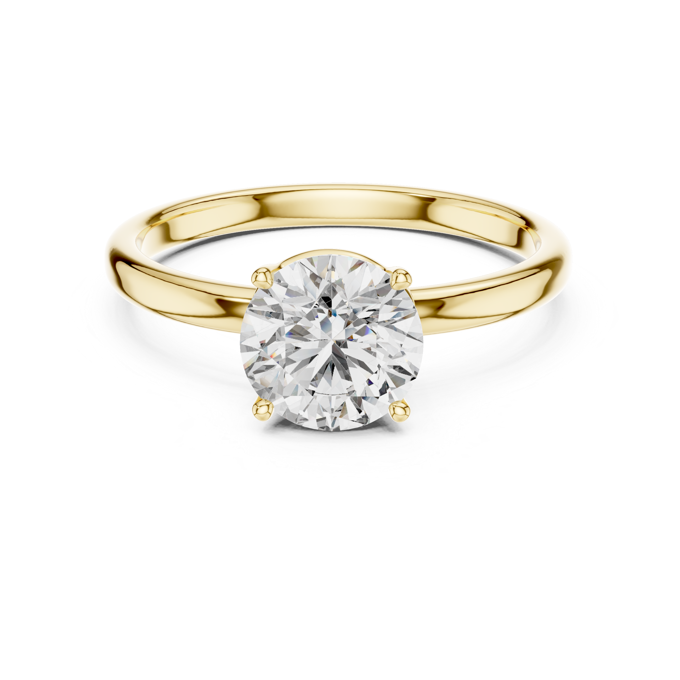 1 carat 6.5mm round lab-grown diamond engagement ring named The Penelope featuring a smooth yellow gold band and an intricate twisted knot gallery setting by The Brillora Jewellery House, viewed from the side on a black background.