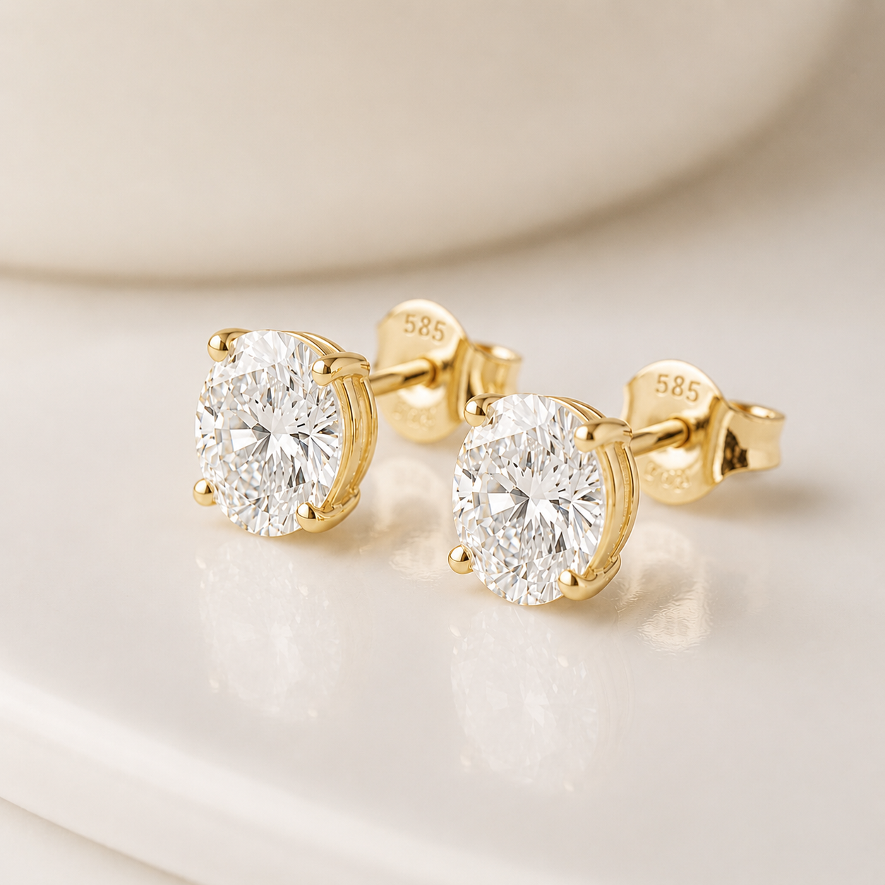 Celestia Oval Diamond Stud Earrings