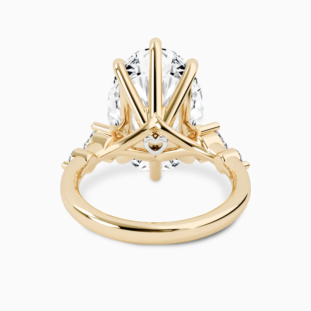 Diamond Engagement Ring with Side Diamonds and Secret Heart