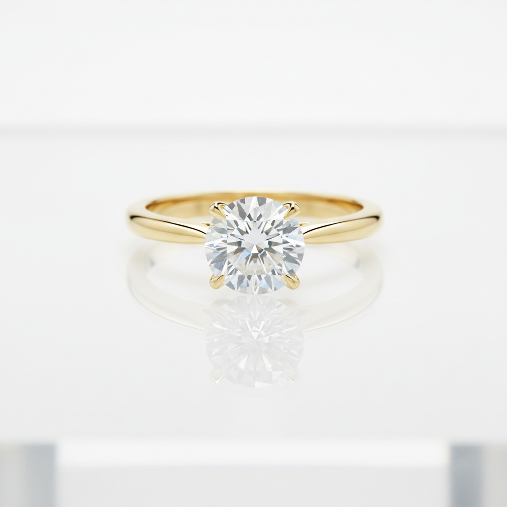 Diamond Engagement Ring with Side Diamonds and Secret Heart