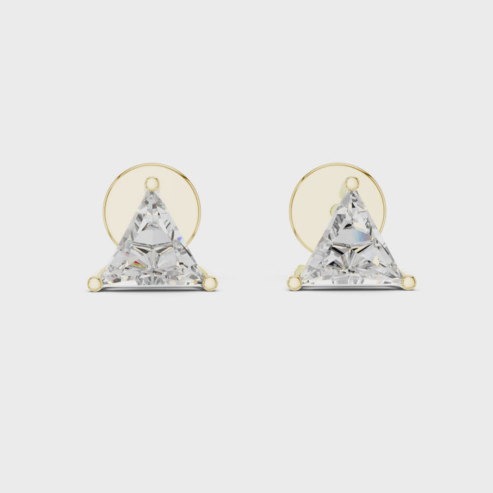 Yellow Gold 1.30ctw Triangle Lab-Grown Diamond Earrings | The Brillora Jewelry Hose