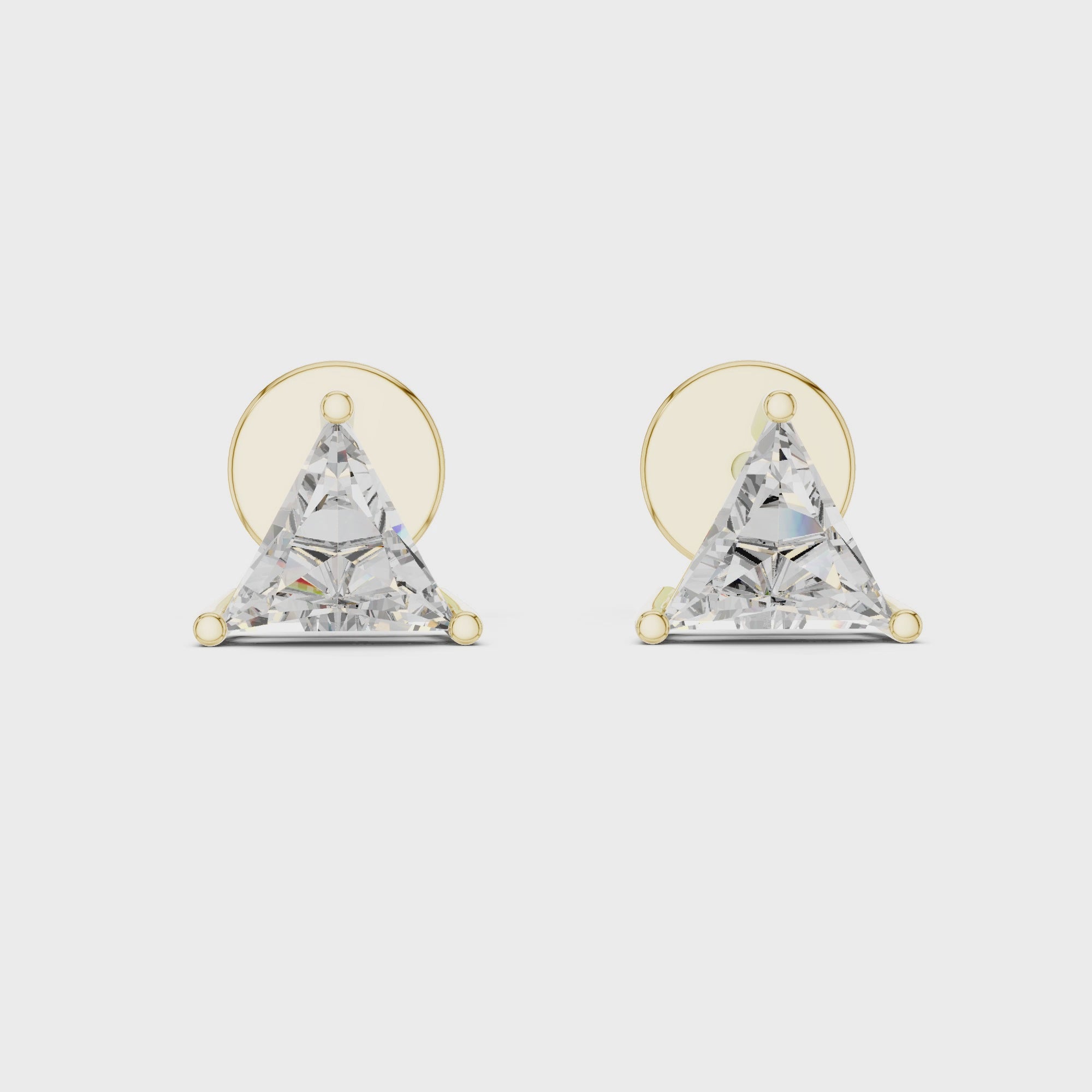 Yellow Gold 1.30ctw Triangle Lab-Grown Diamond Earrings | The Brillora Jewelry Hose