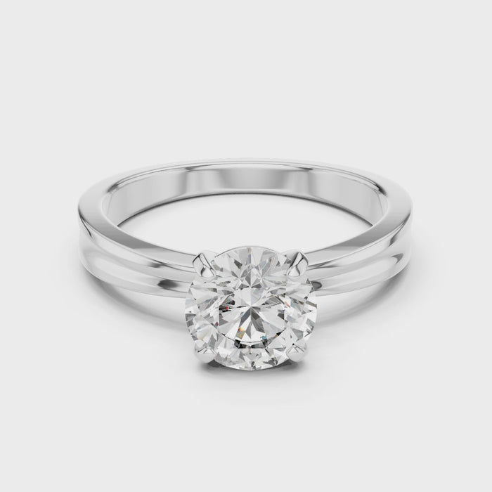 1ct Round Lab-Grown Diamond Sculpted Ring in White Gold | The Brillora Jewelry House