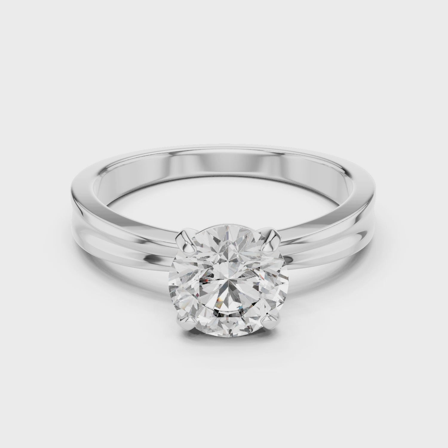 1ct Round Lab-Grown Diamond Sculpted Ring in White Gold | The Brillora Jewelry House